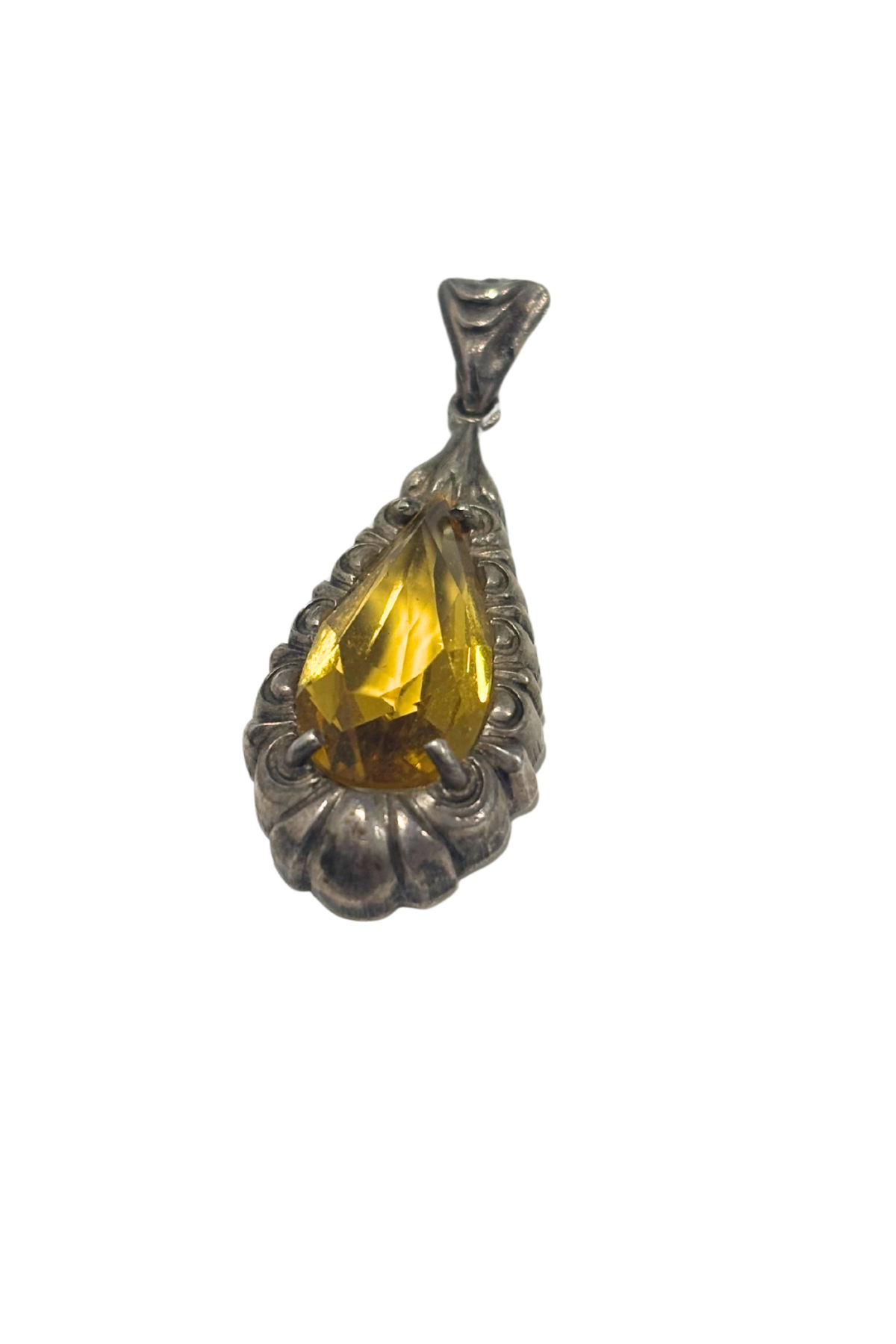 Sterling silver citrine coloured gem pendant