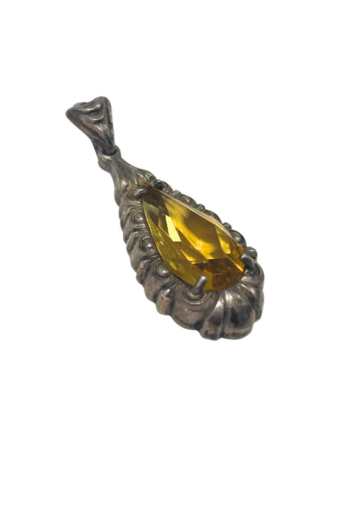 Sterling silver citrine coloured gem pendant