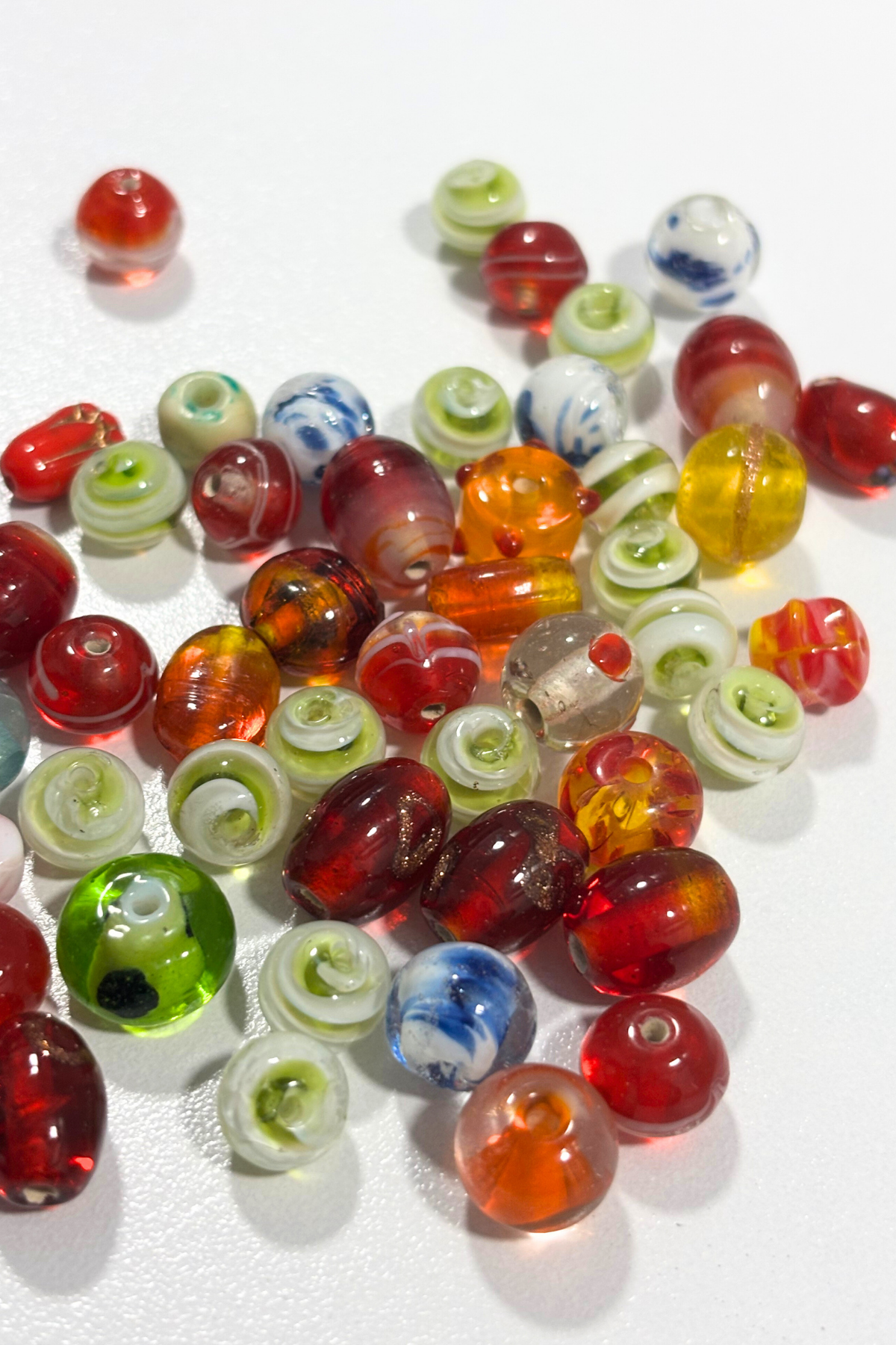 Assorted colourful glass beads