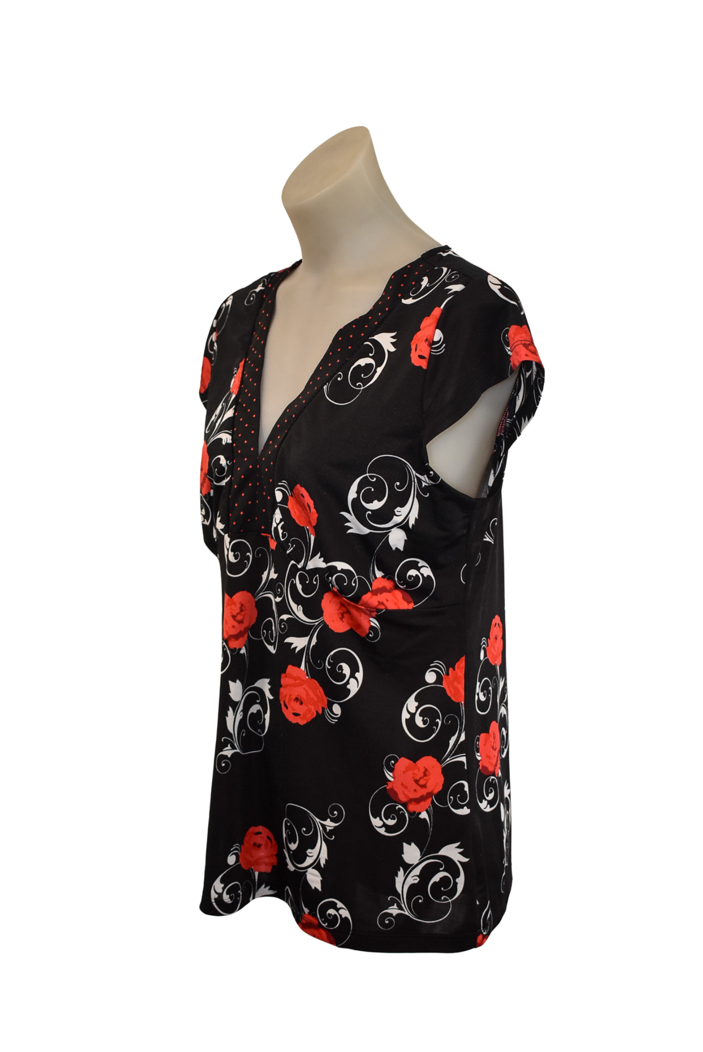 Acapella Dusk flower polka dot top, M/L
