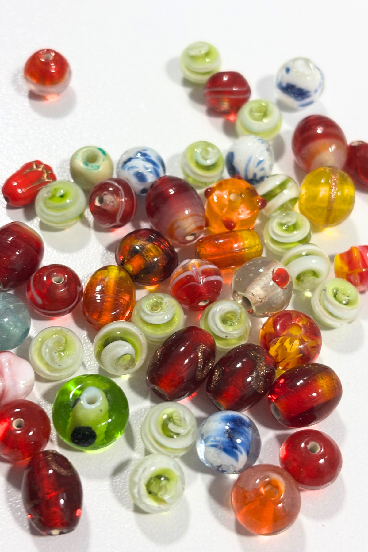 Assorted colourful glass beads