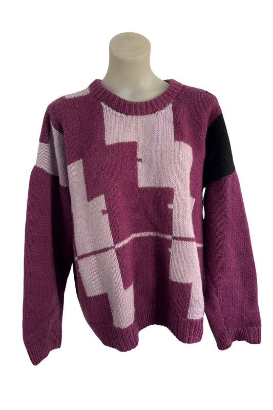 Vintage purple chunky knit jumper, L