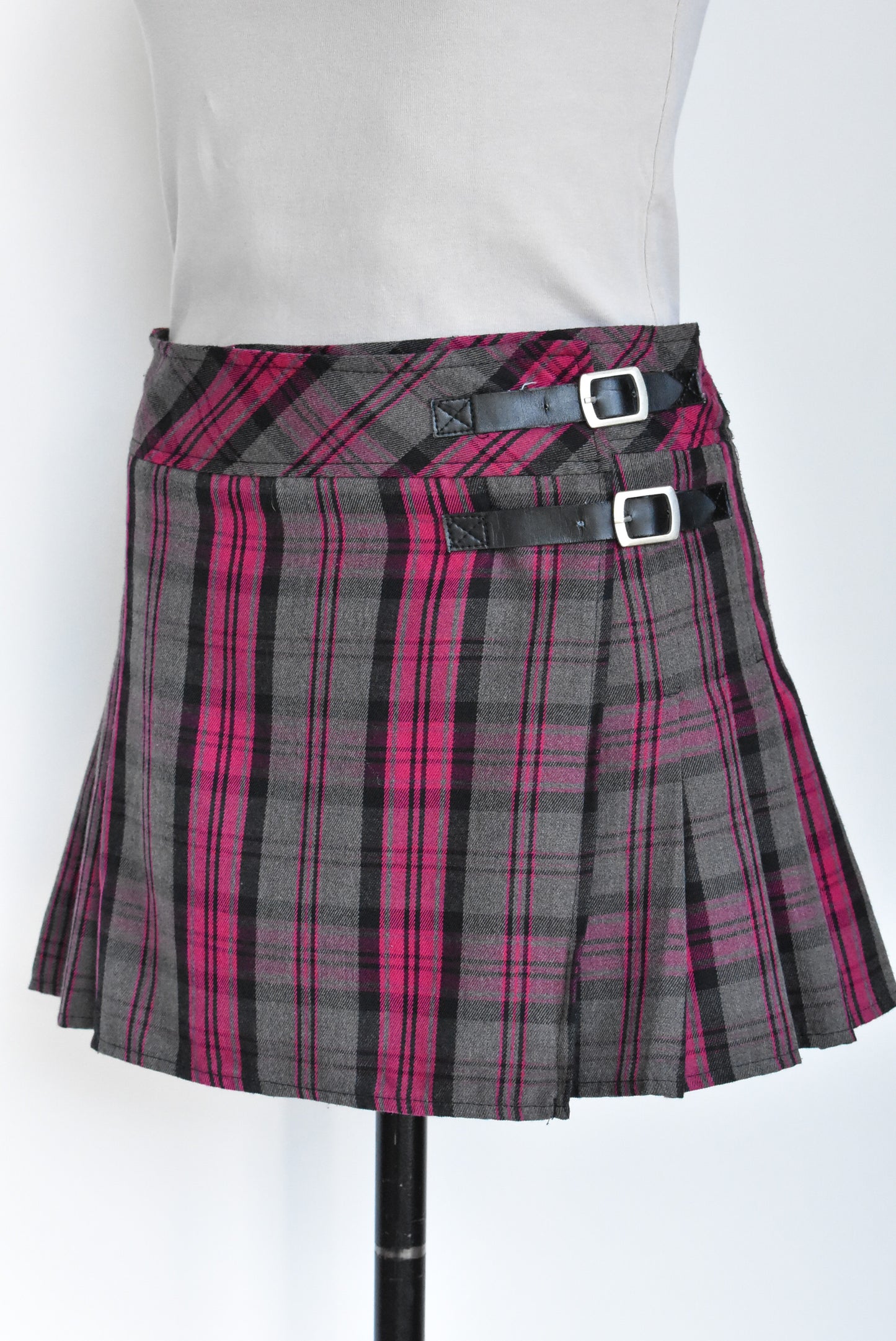 Atmosphere pink plaid mini skirt, 10
