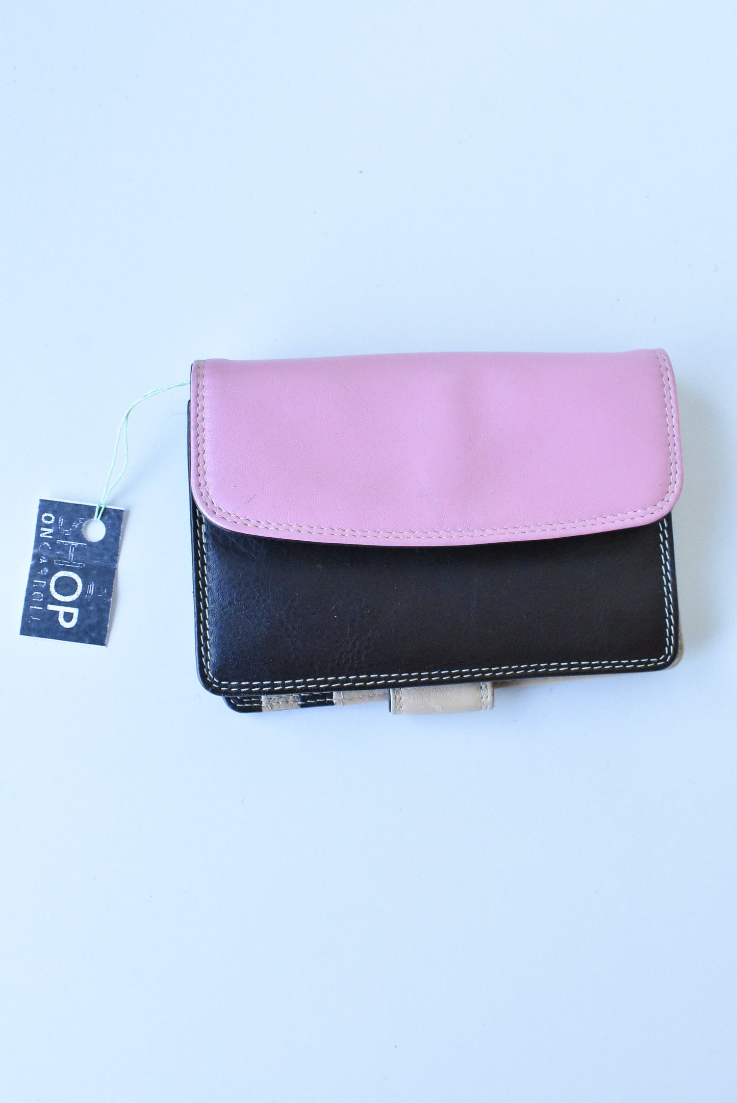 Pink and brown leather wallet