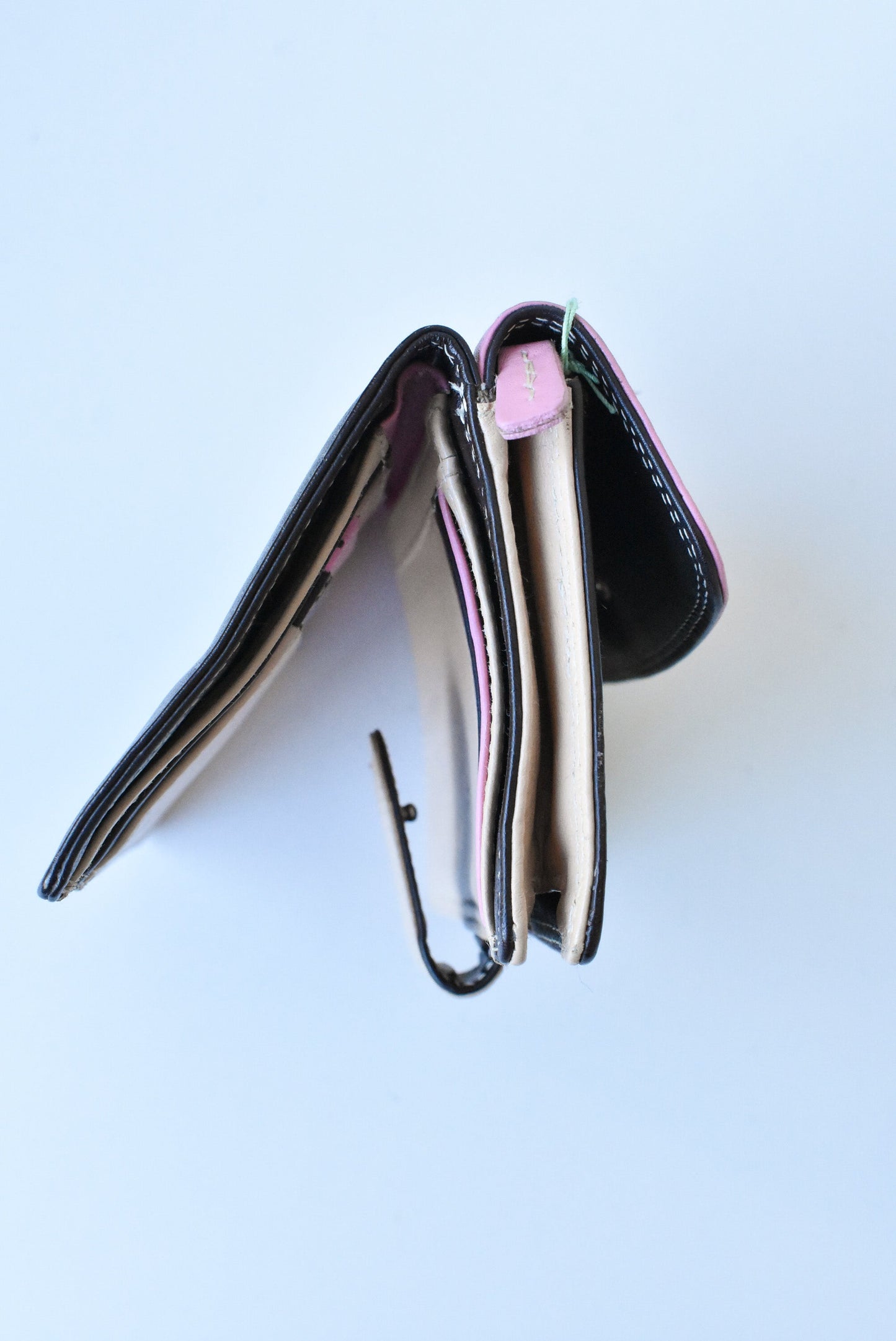 Pink and brown leather wallet