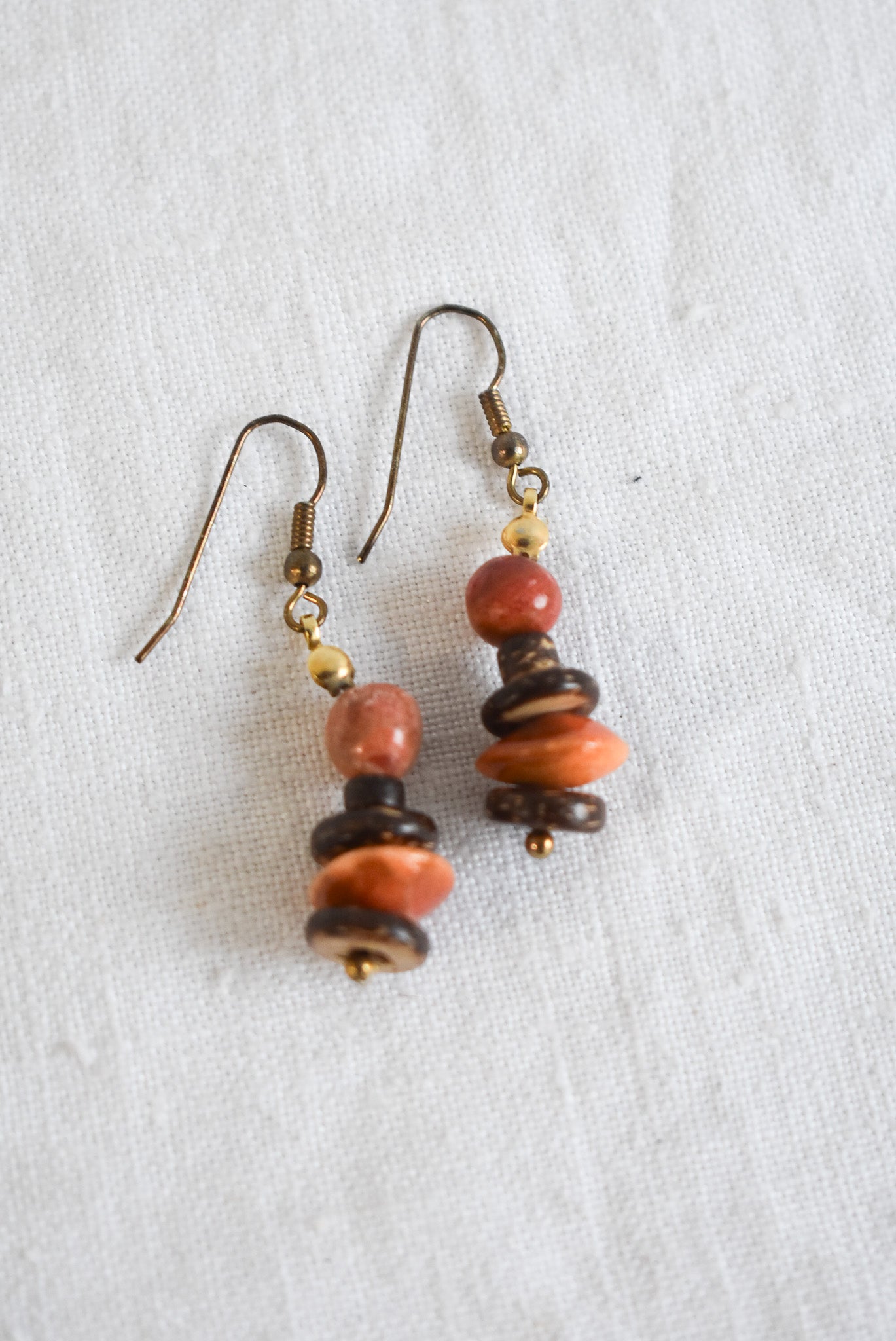 Dangly wood bead earrings