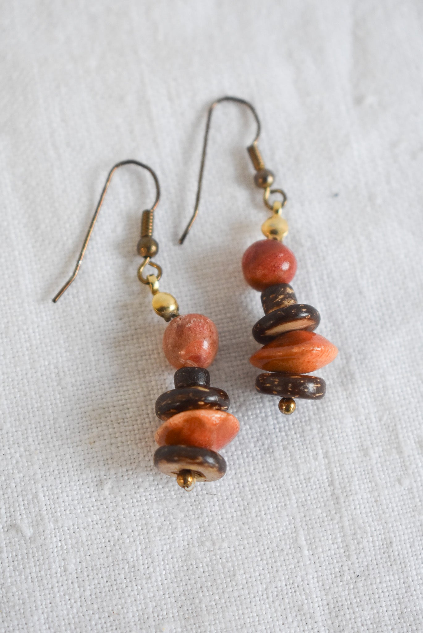 Dangly wood bead earrings