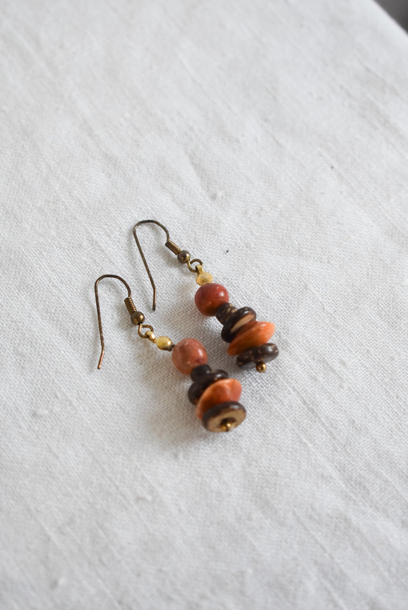 Dangly wood bead earrings