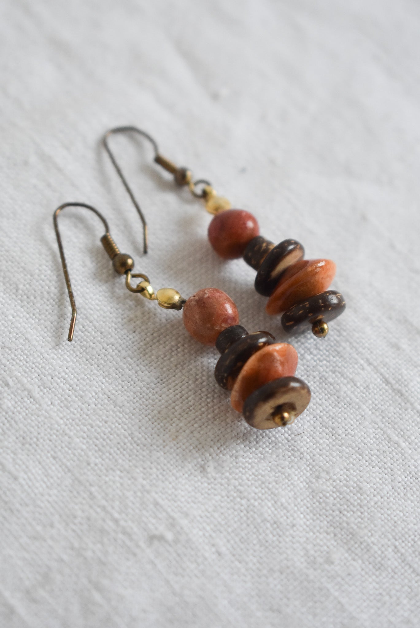 Dangly wood bead earrings