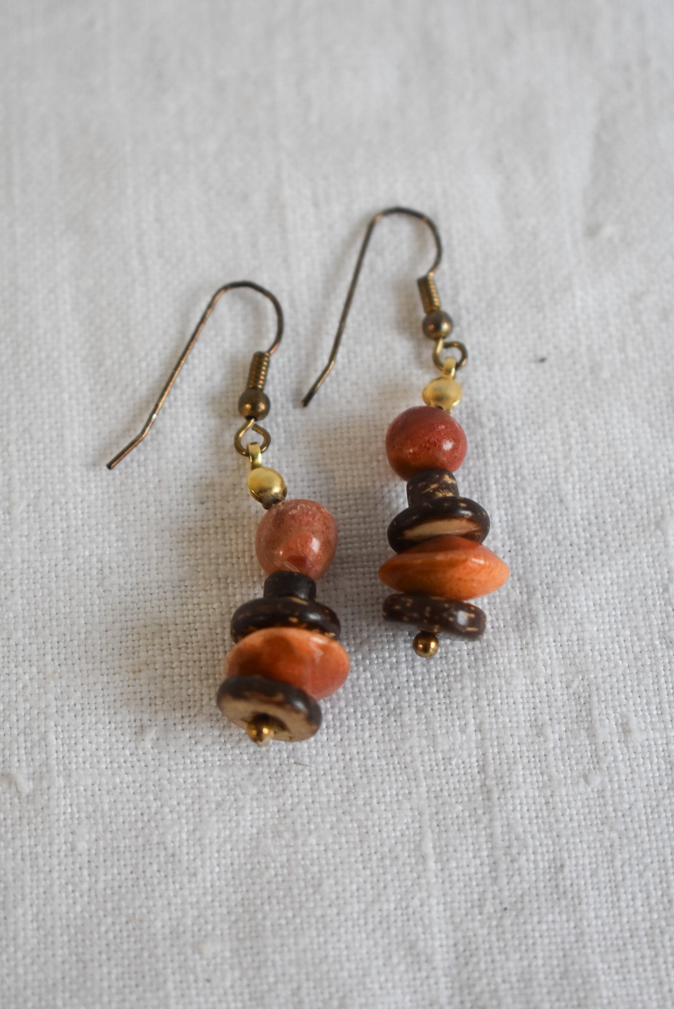 Dangly wood bead earrings