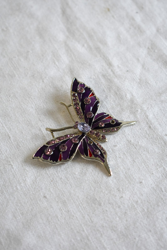 Gorgeous purple + pink butterfly brooch