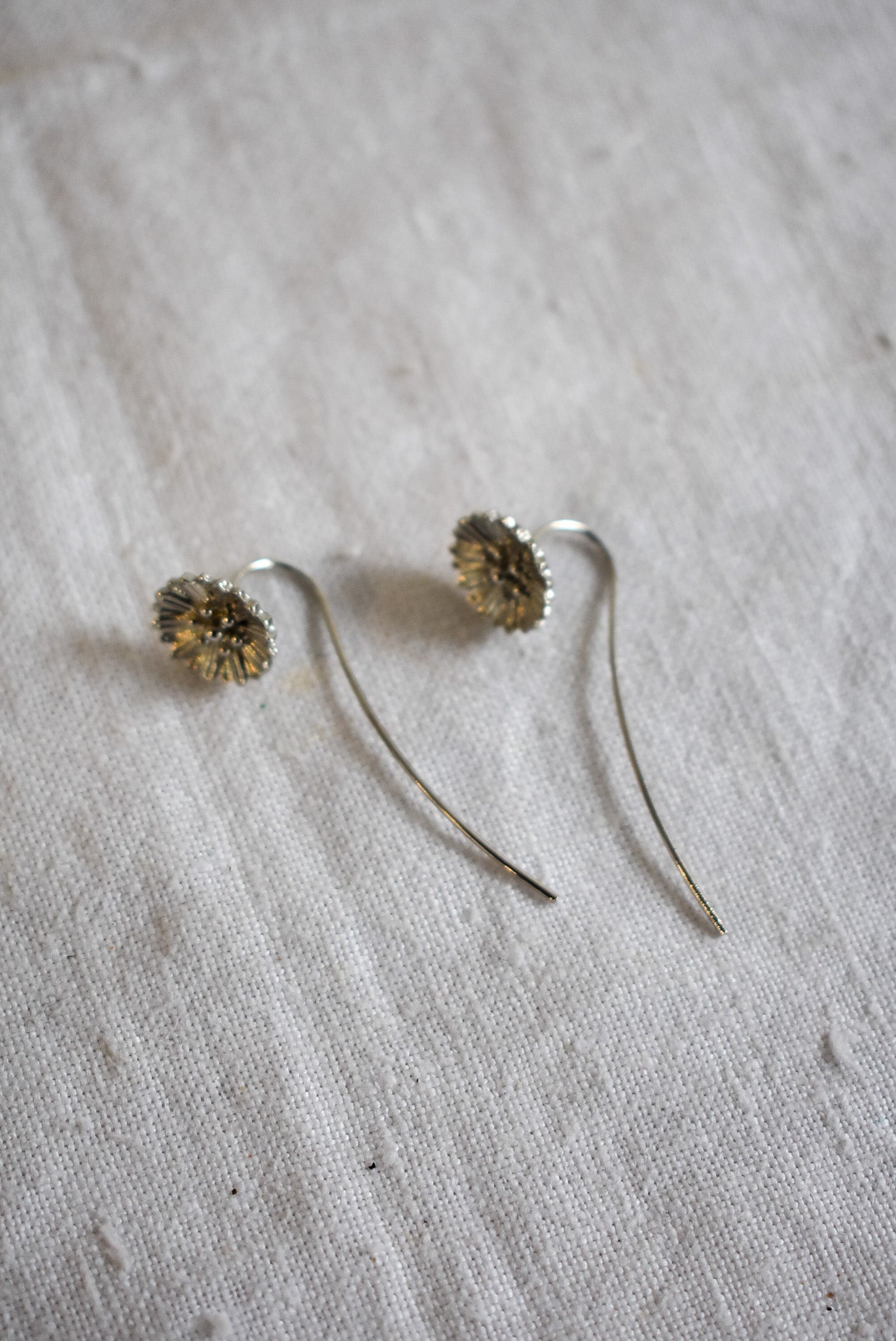Sterling silver flower stem earrings