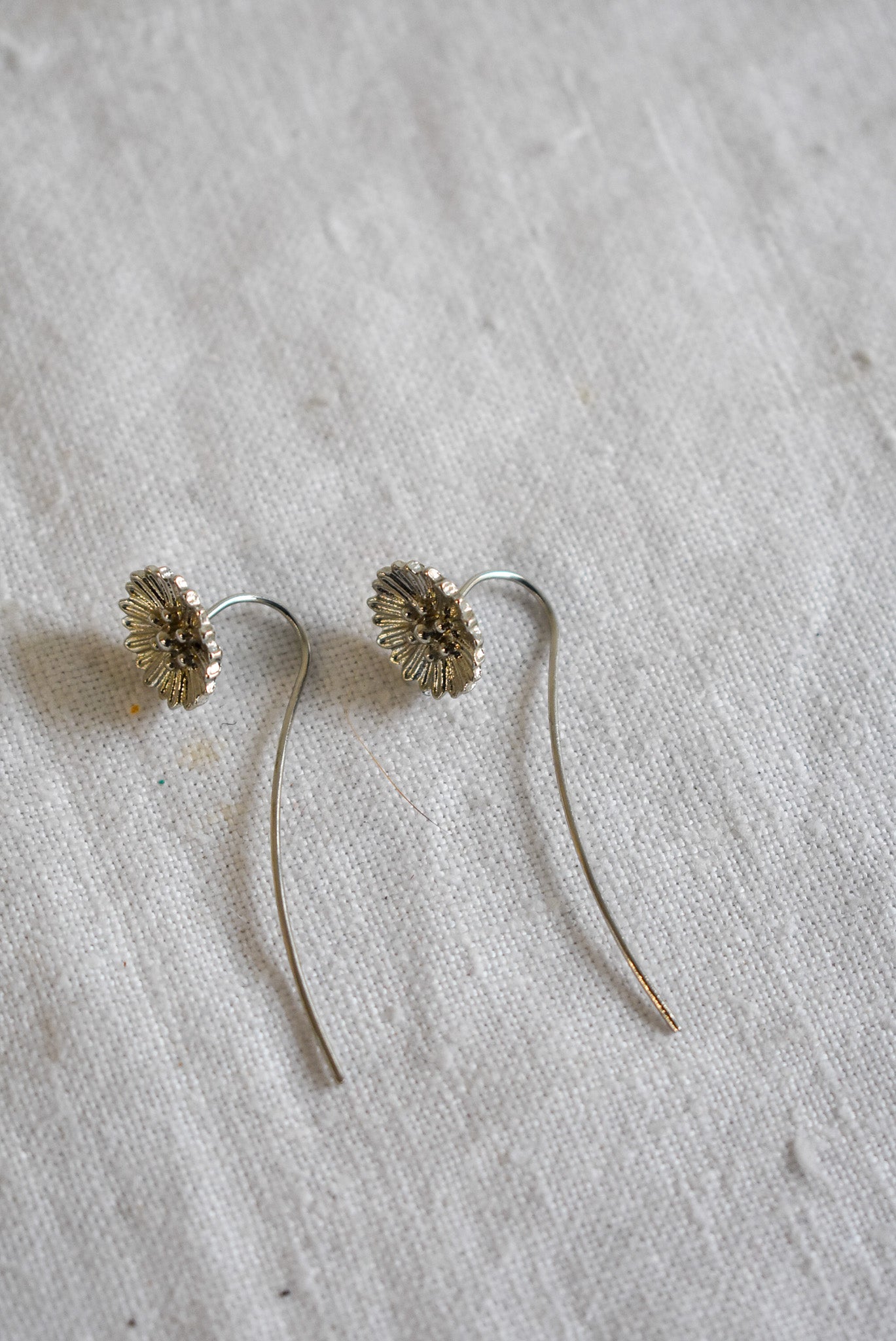 Sterling silver flower stem earrings