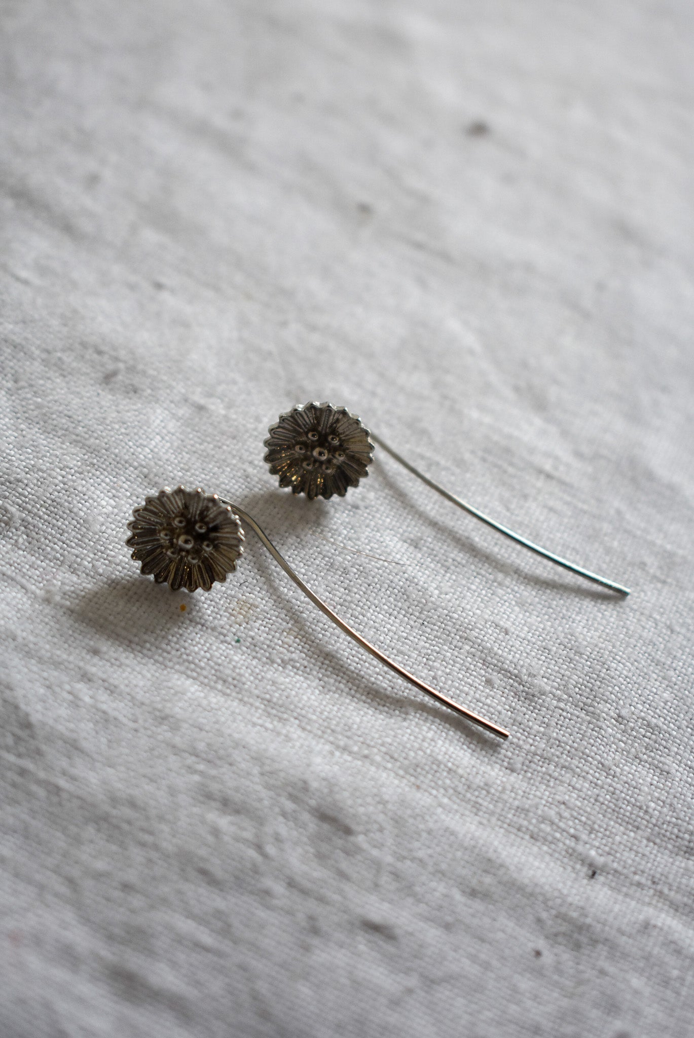 Sterling silver flower stem earrings