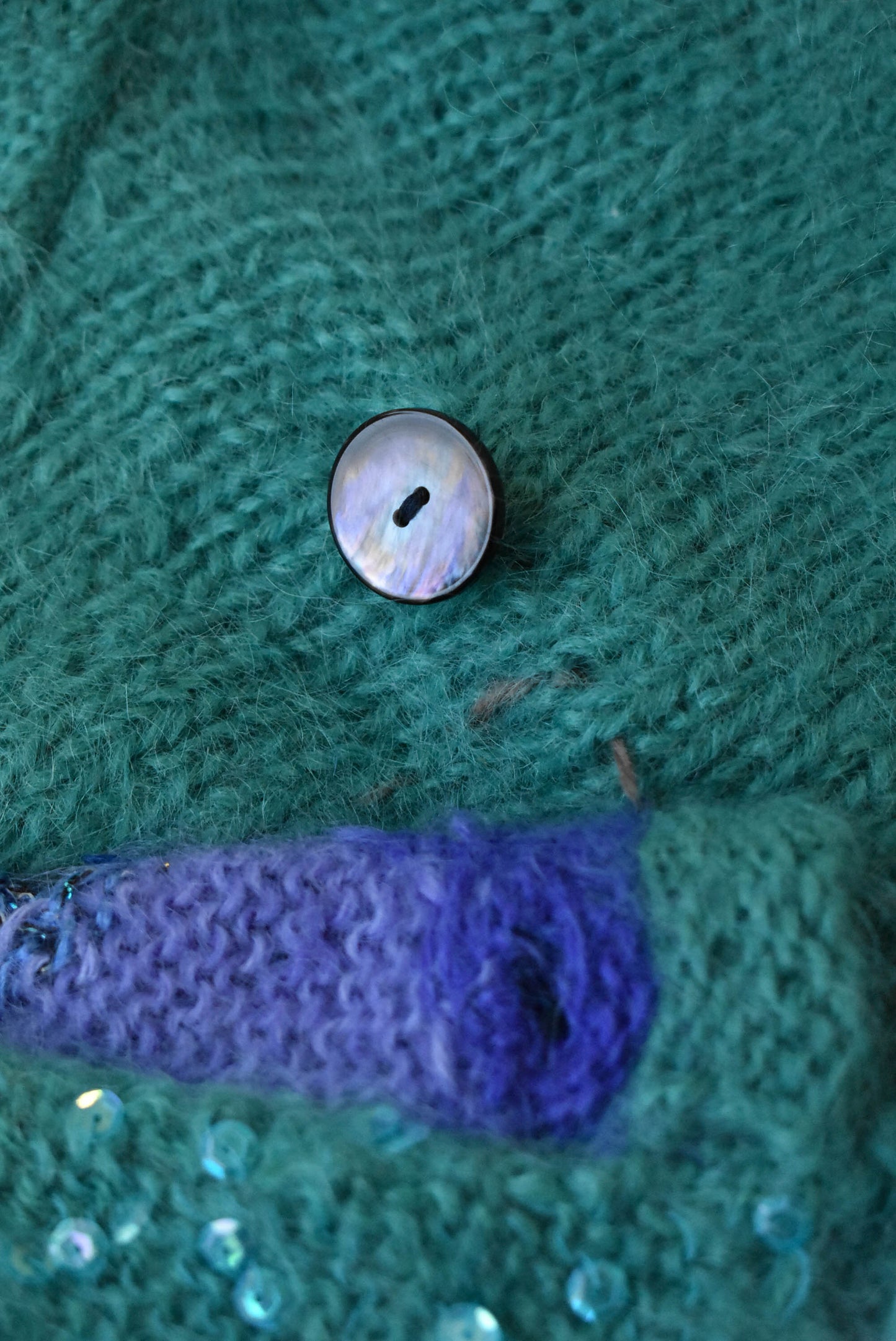 Green sparkly handknit Size small