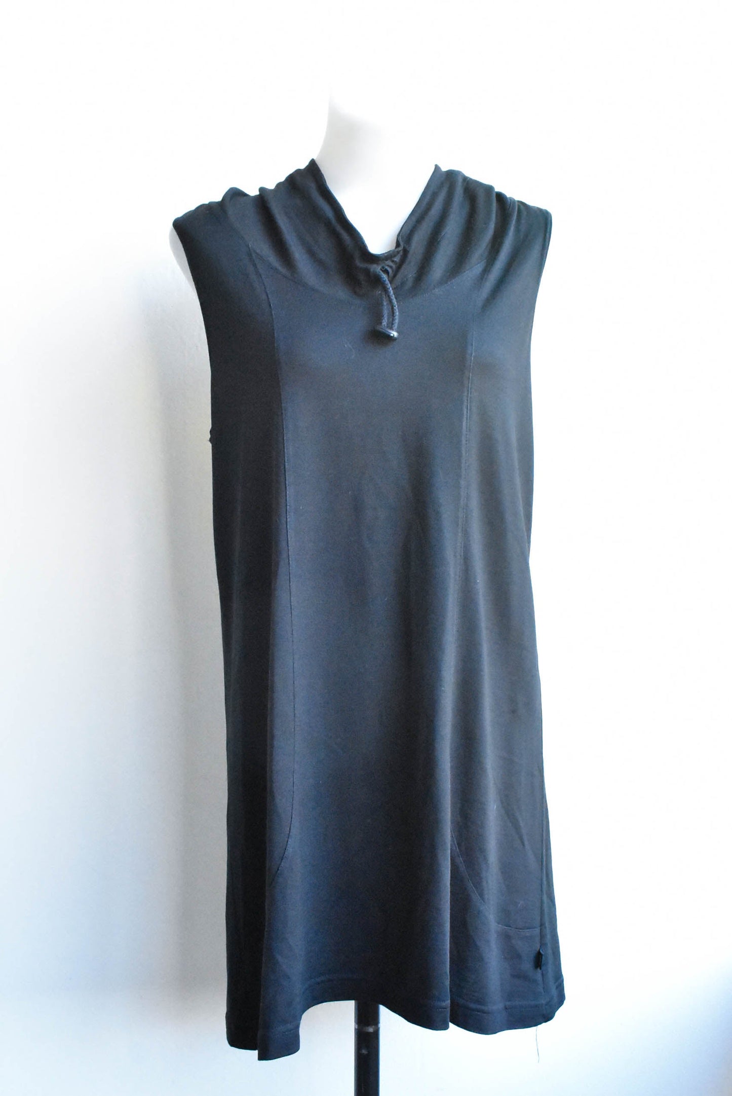 Glowing Sky black merino vest, size 14