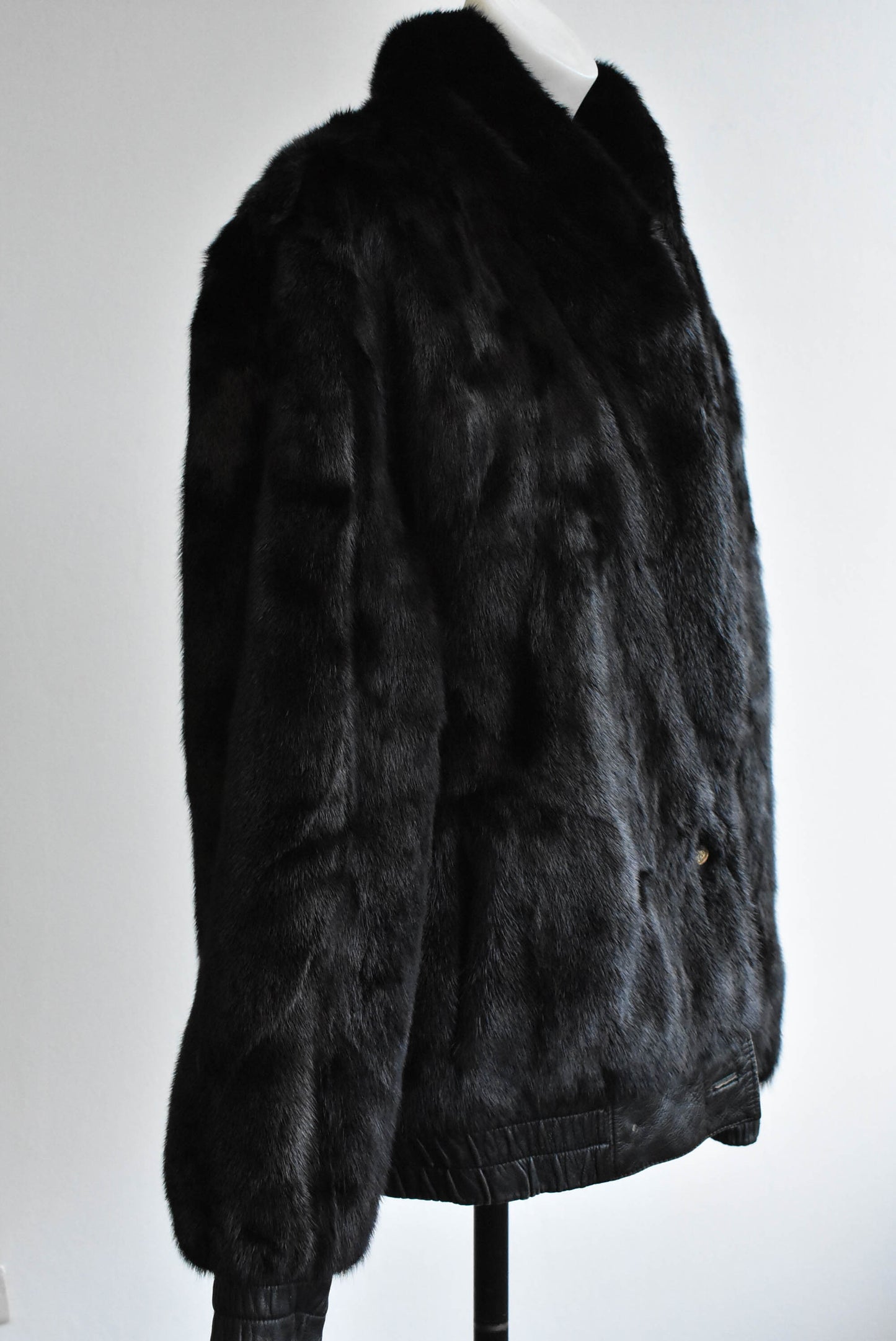 Reversible fur and leather 80's jacket- Large