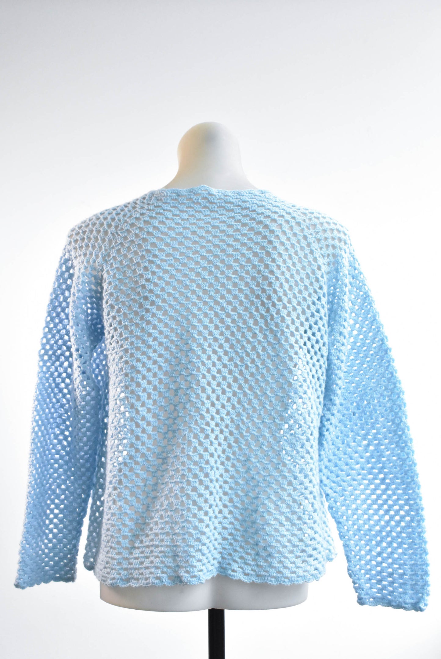 Pale blue crocheted cardigan