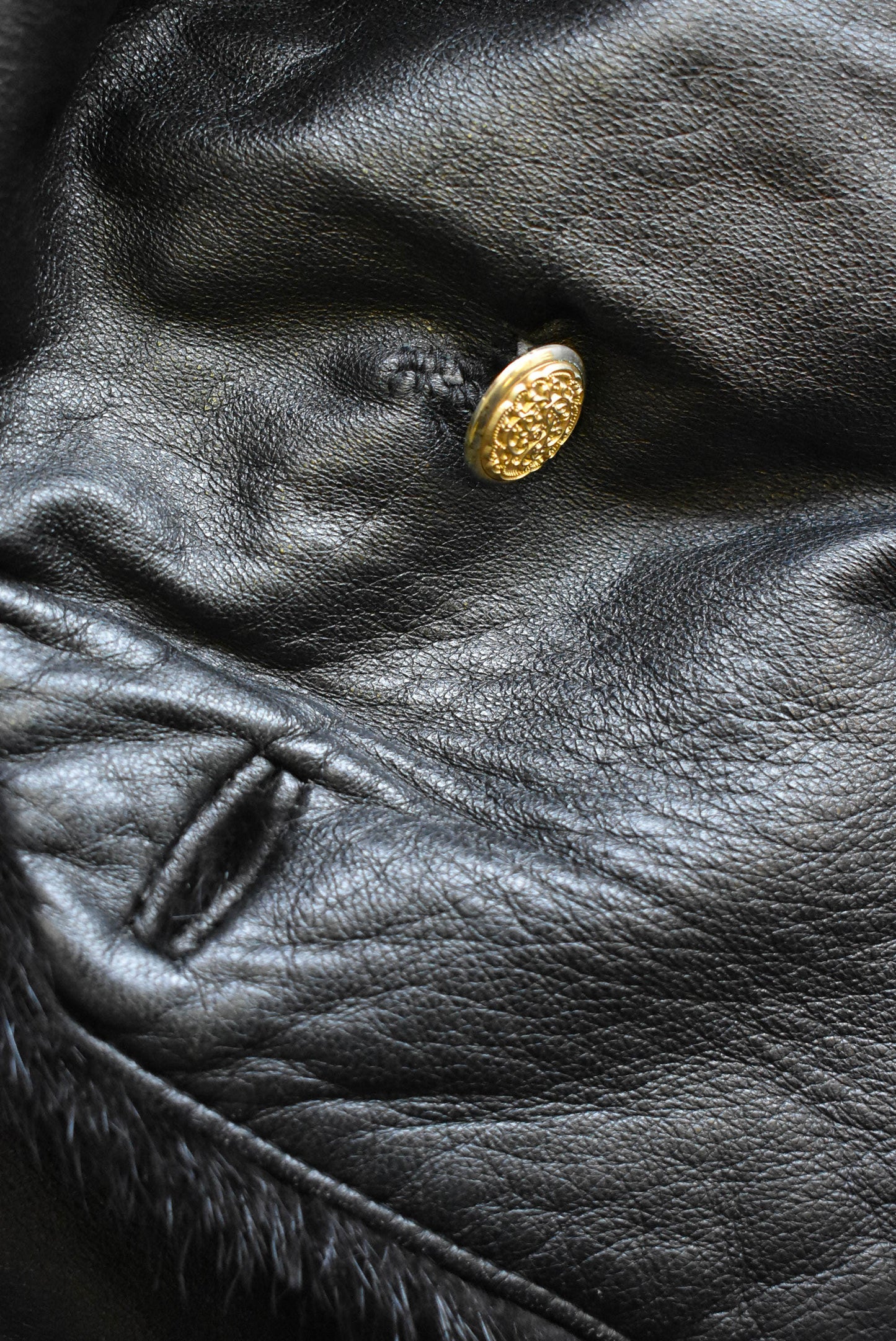Reversible fur and leather 80's jacket- Large