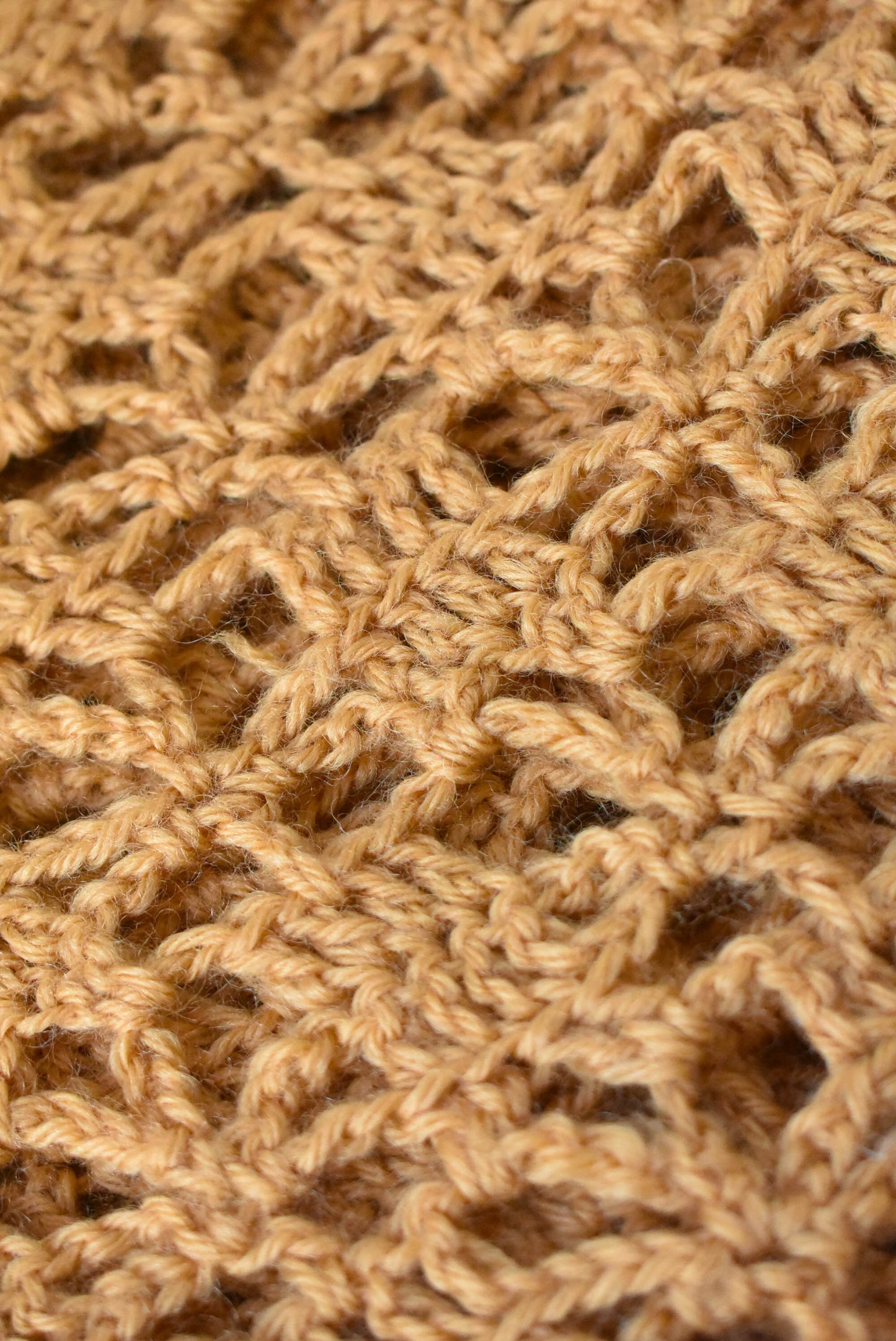 Tan crochet shawl