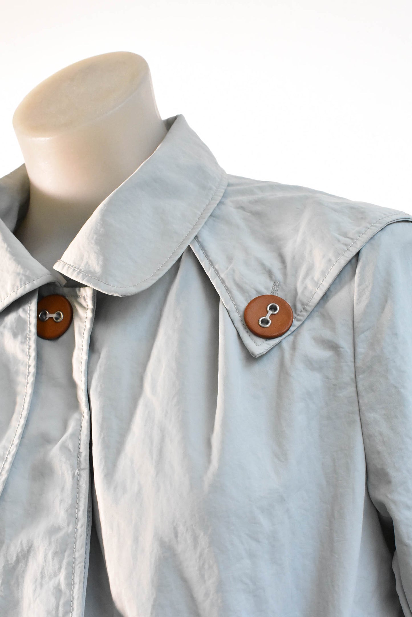 Ruby short grey-blue trench coat, size 12