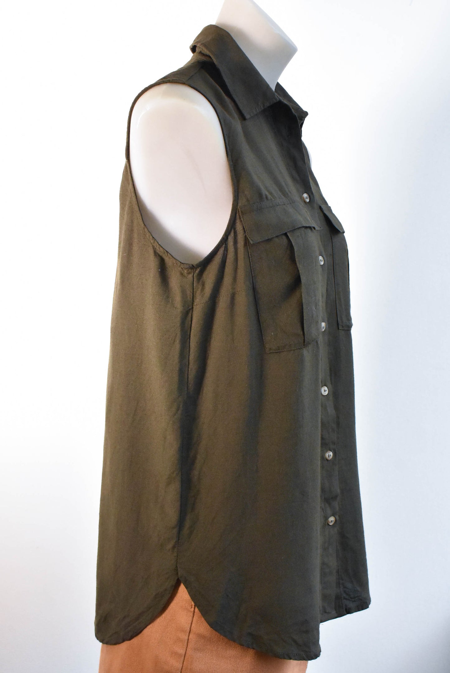 H&M Forest Green Button Up Singlet, size 6