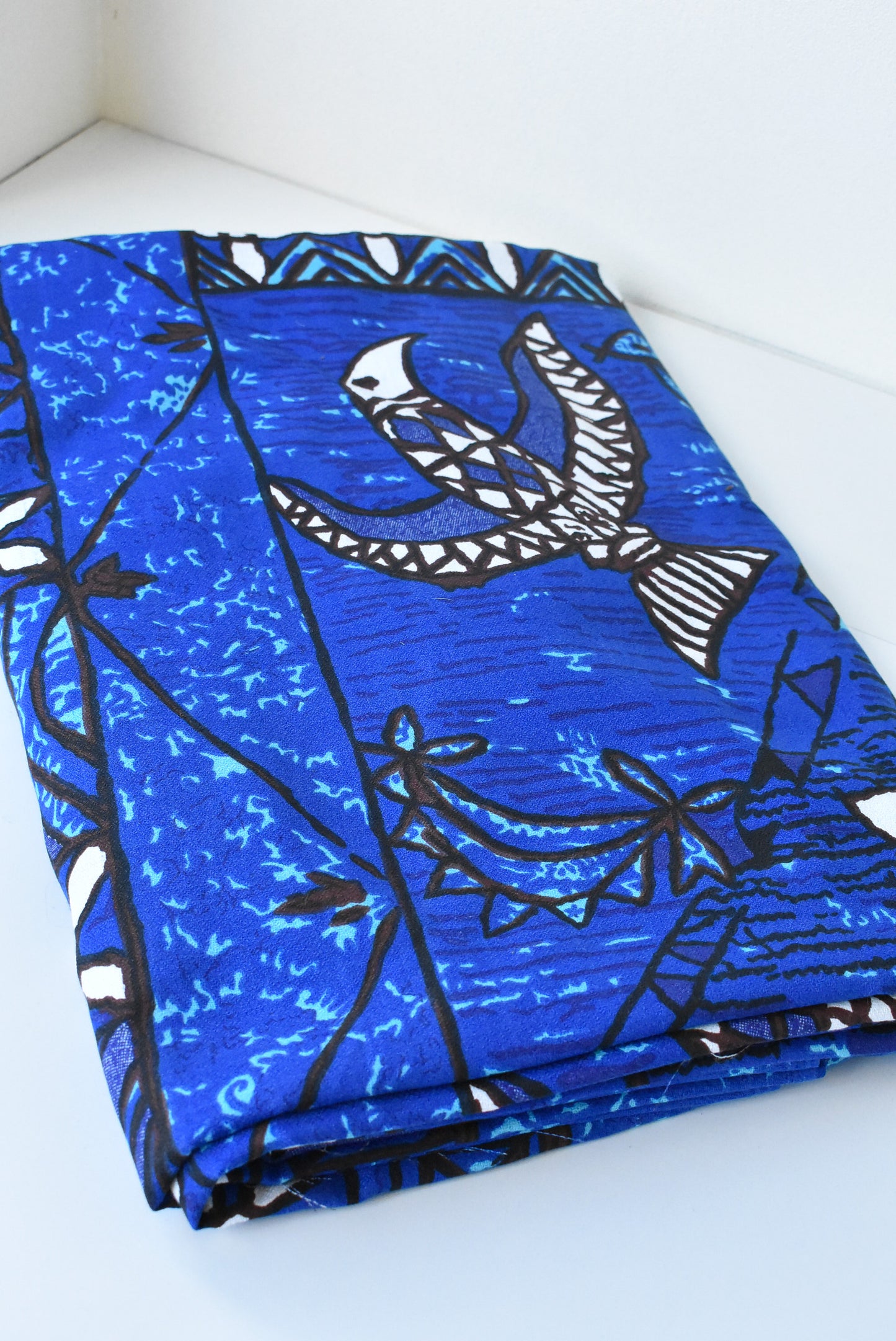 Blue printed fabric
