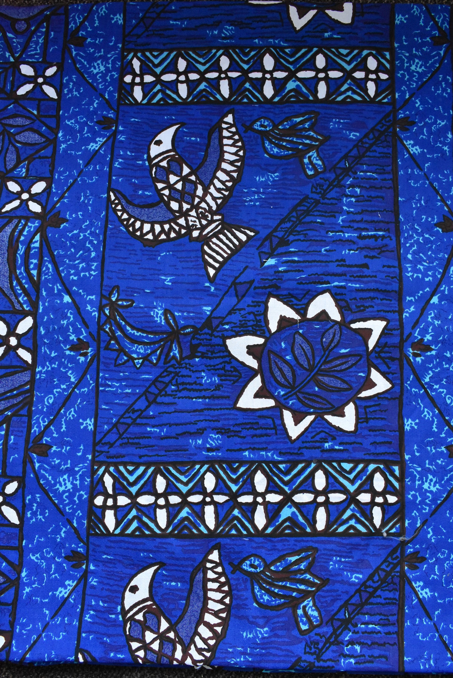 Blue printed fabric