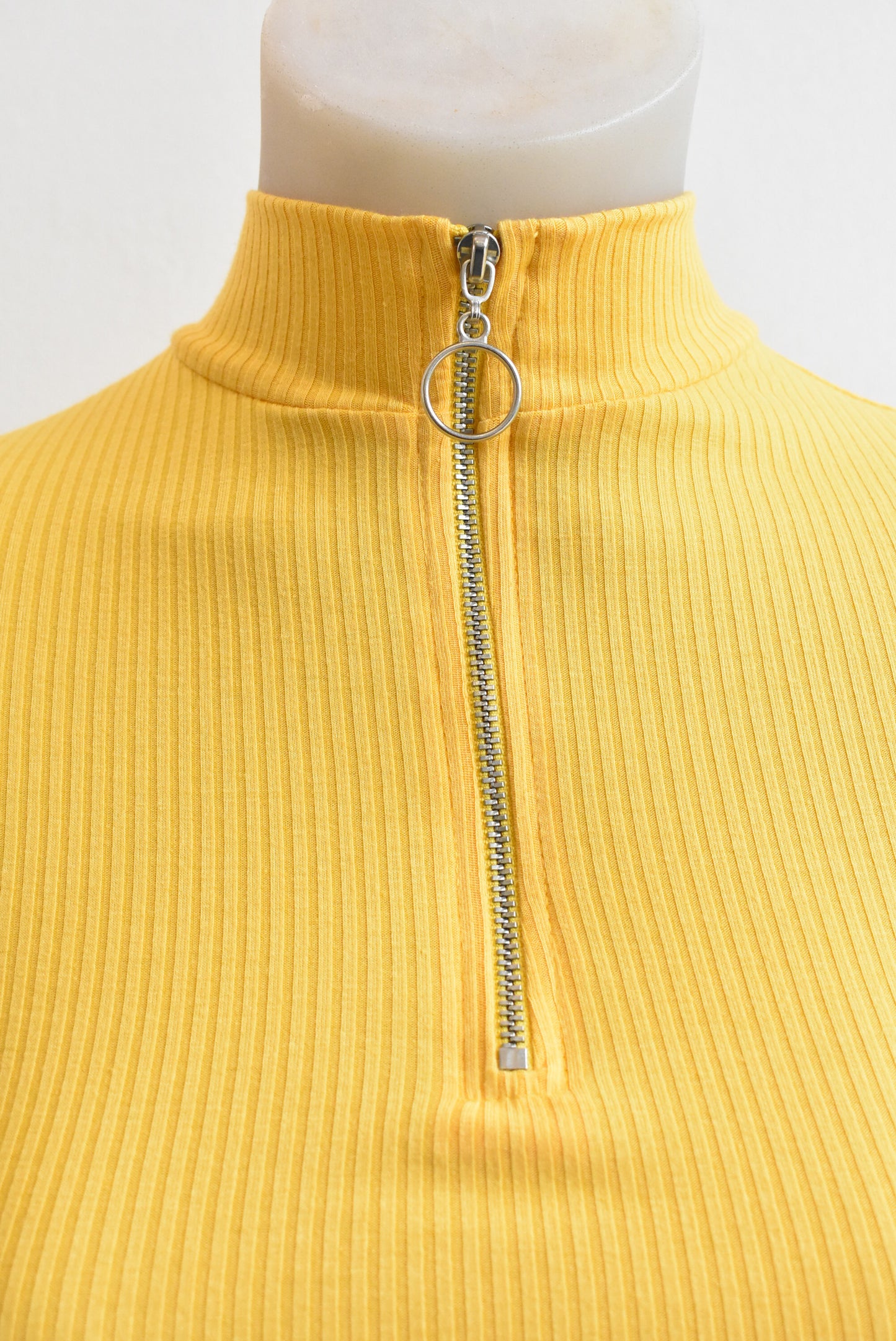New Look yellow long sleeve mock neck top, size 8