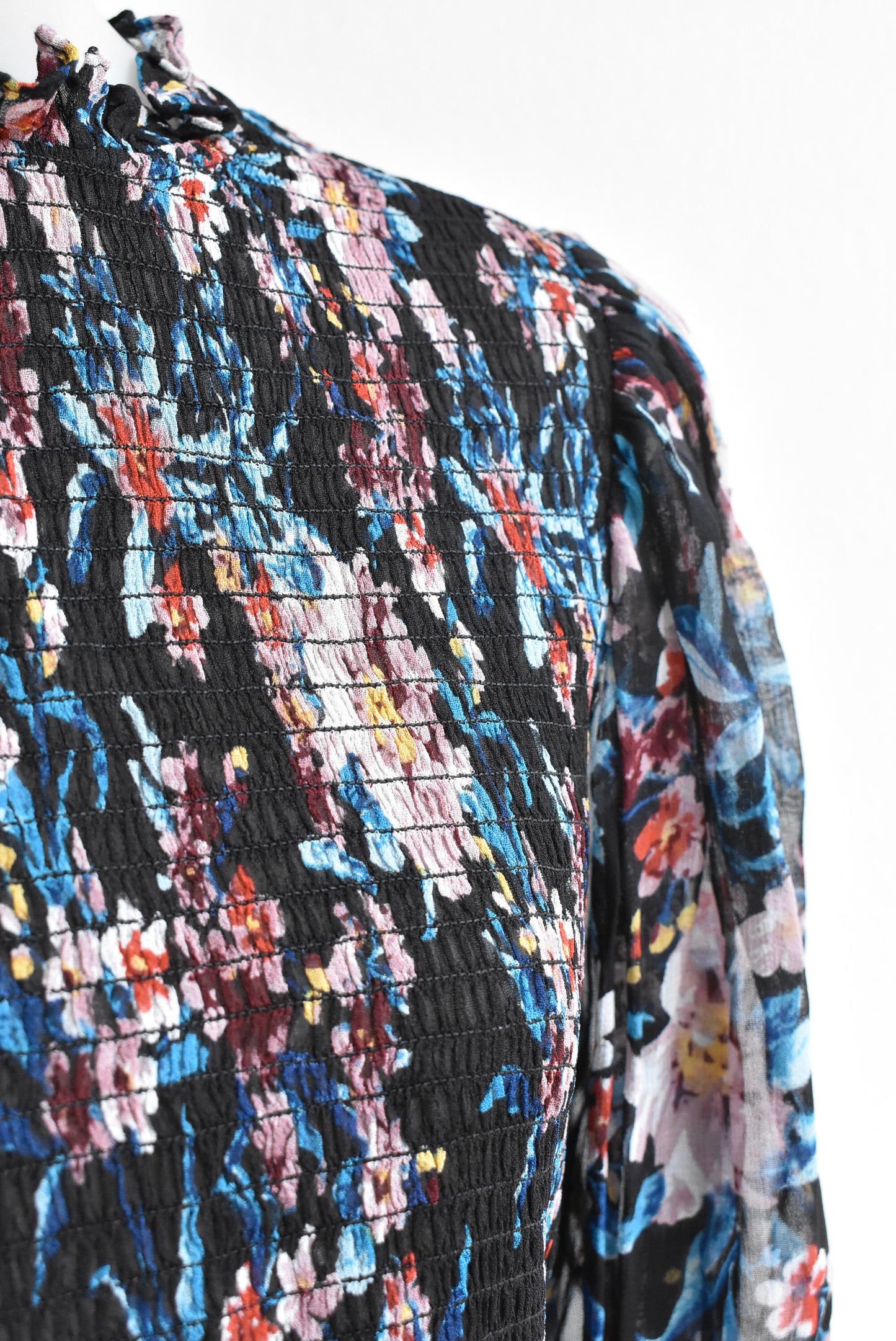 Zara floral shirred sheer crop top, size L