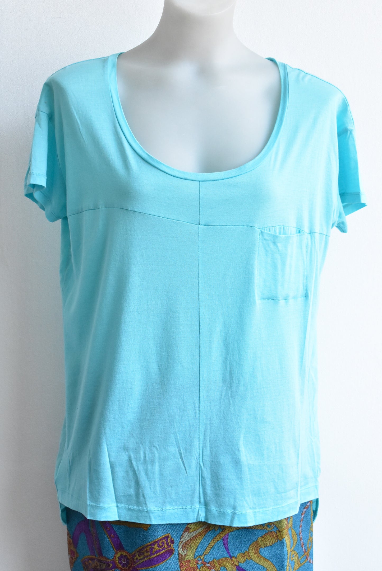Country Road silk-backed blue top, size M