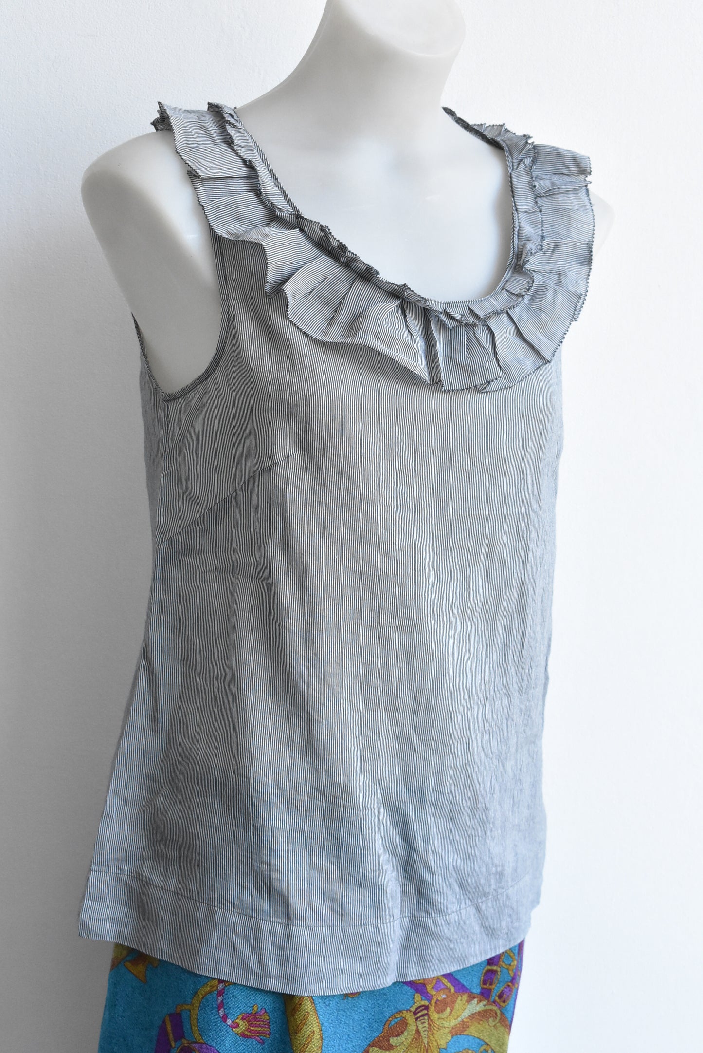 Veronika Maine grey cotton-silk sleeveless top, size 10