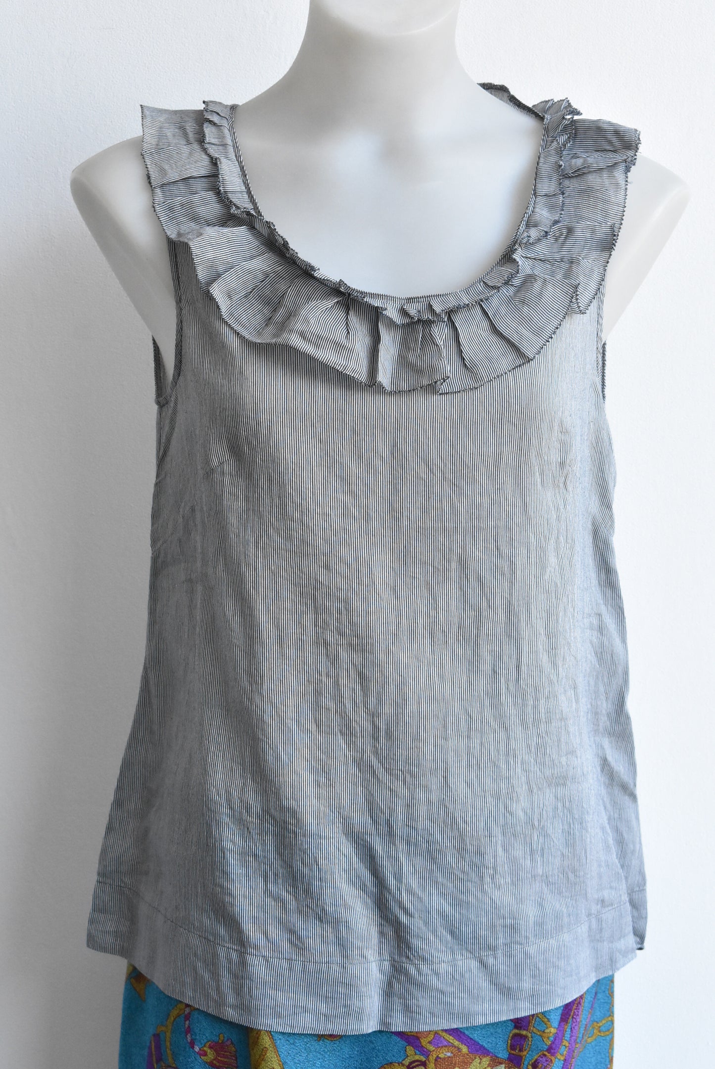 Veronika Maine grey cotton-silk sleeveless top, size 10