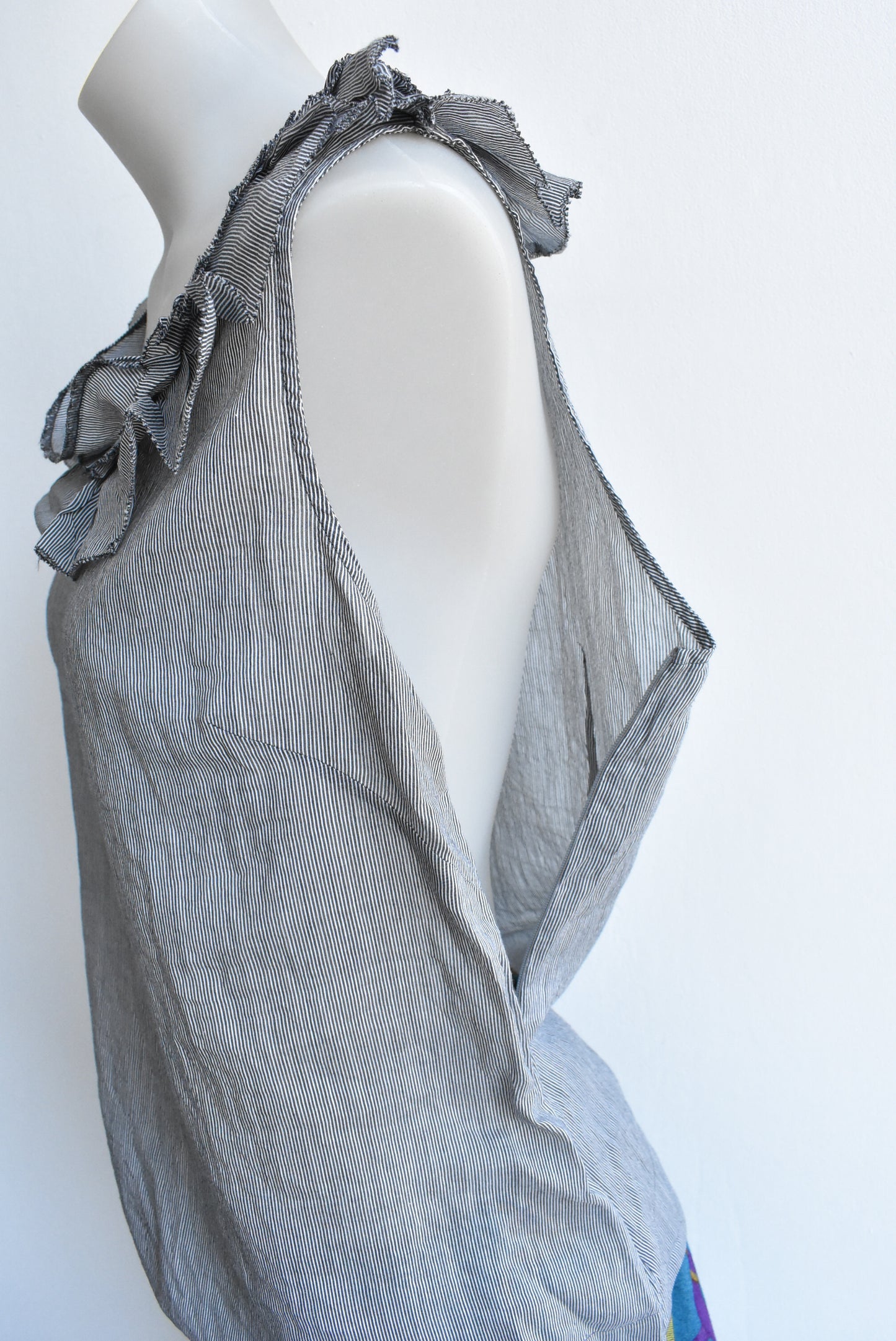 Veronika Maine grey cotton-silk sleeveless top, size 10