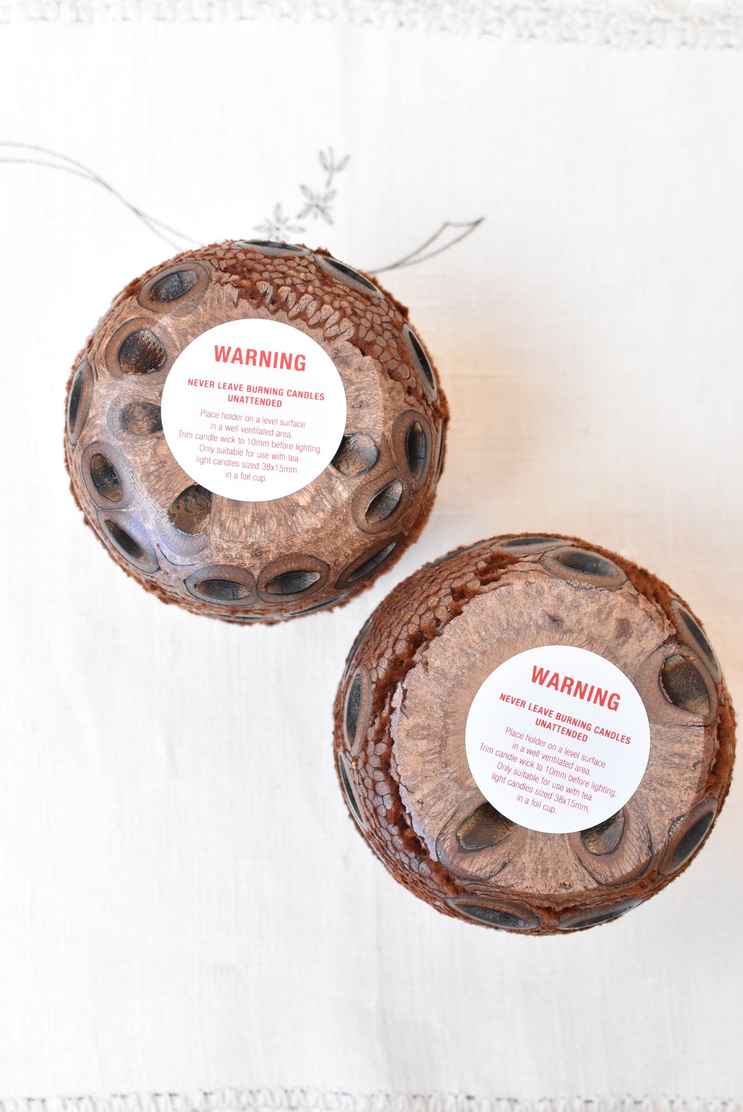 Set of two wooden tealight candle holders