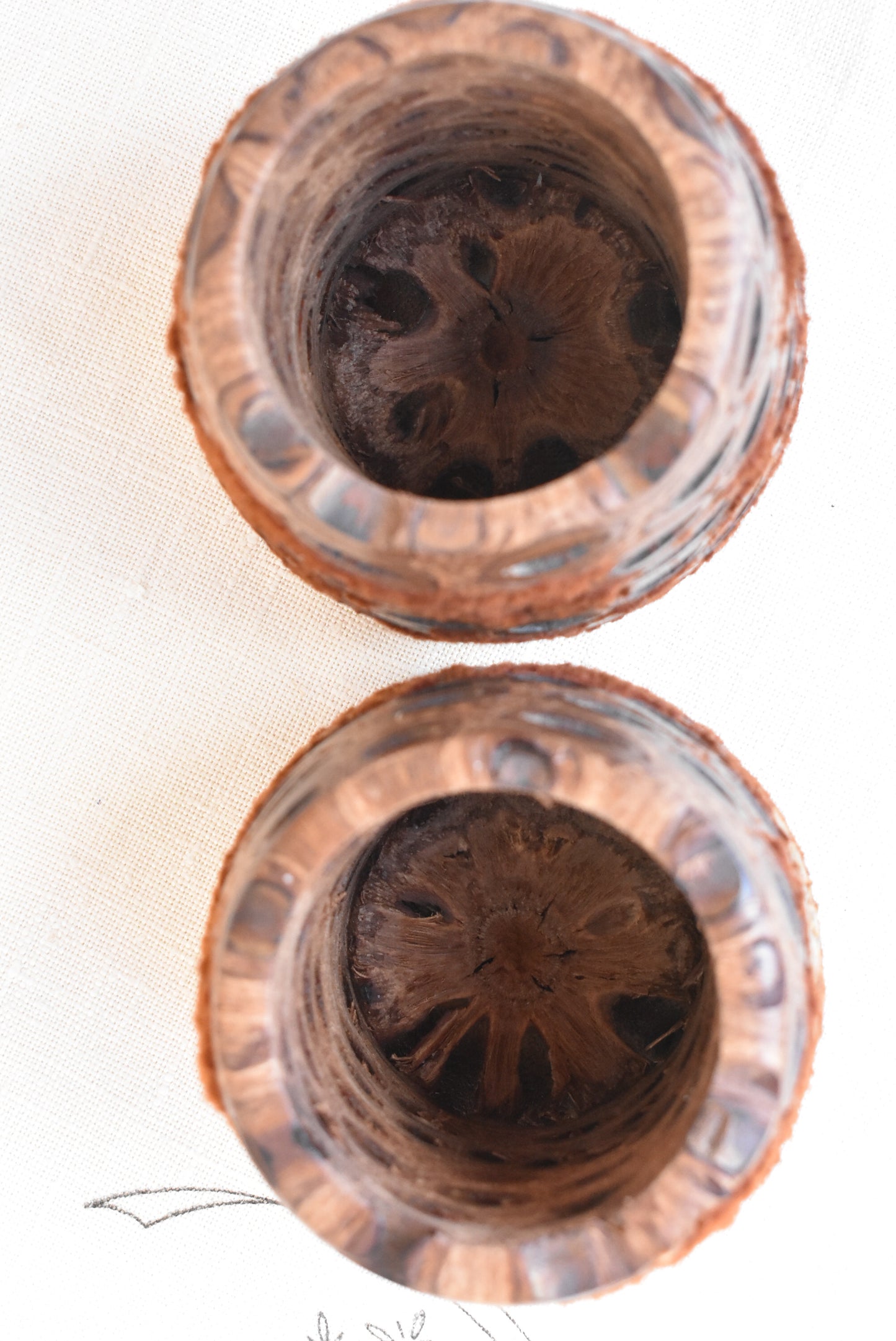 Set of two wooden tealight candle holders