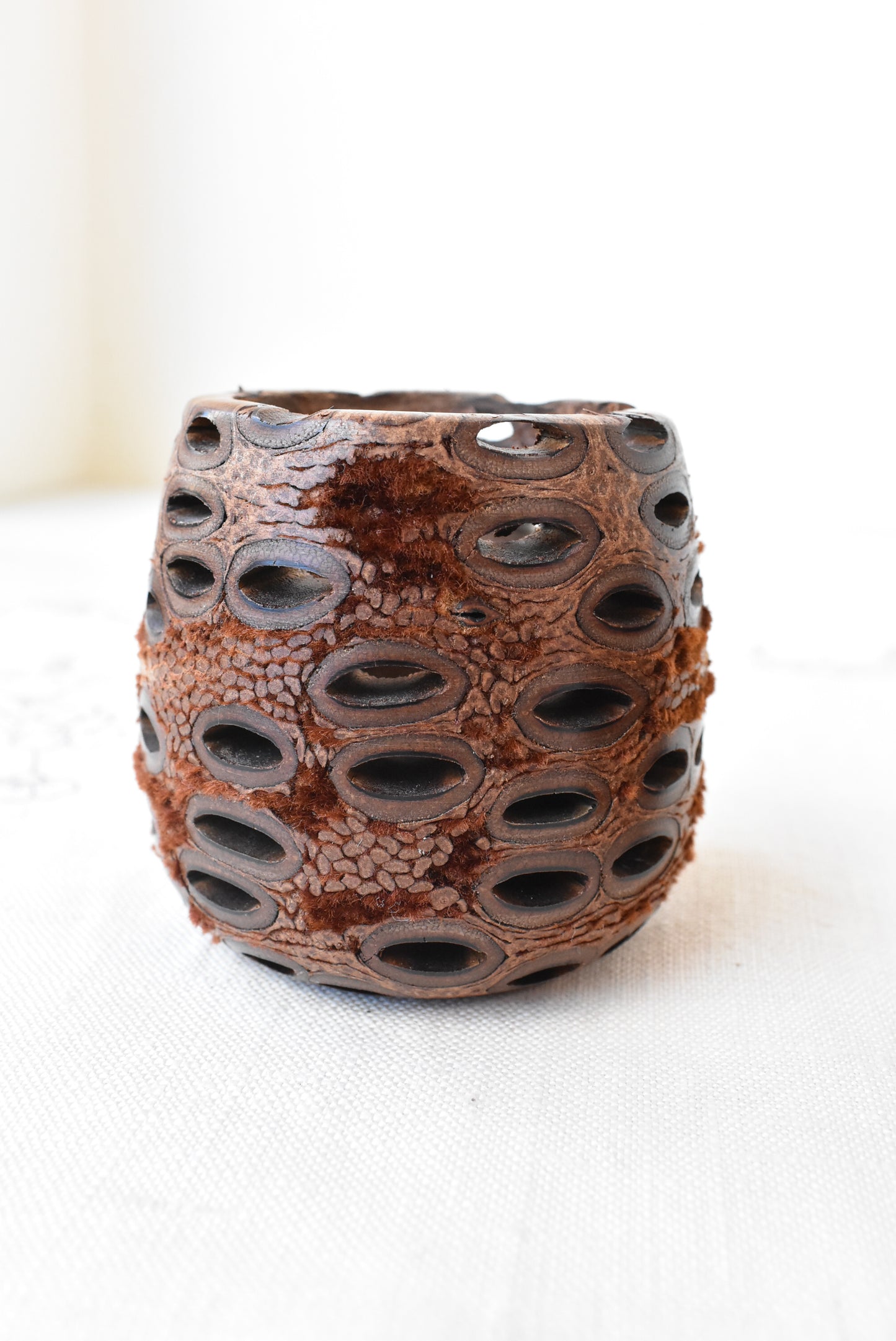 Set of two wooden tealight candle holders