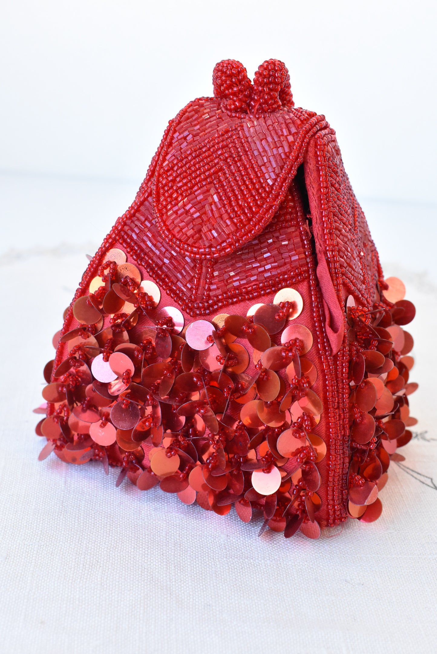 Sparkly red wristlet bag