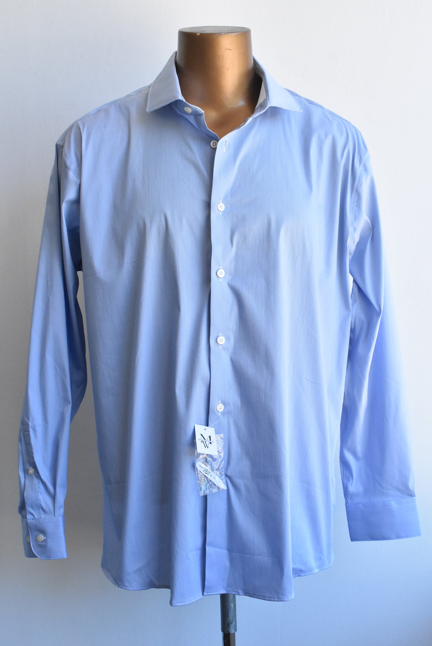 Just One Earth blue pinstriped shirt, size 34/35 Mens