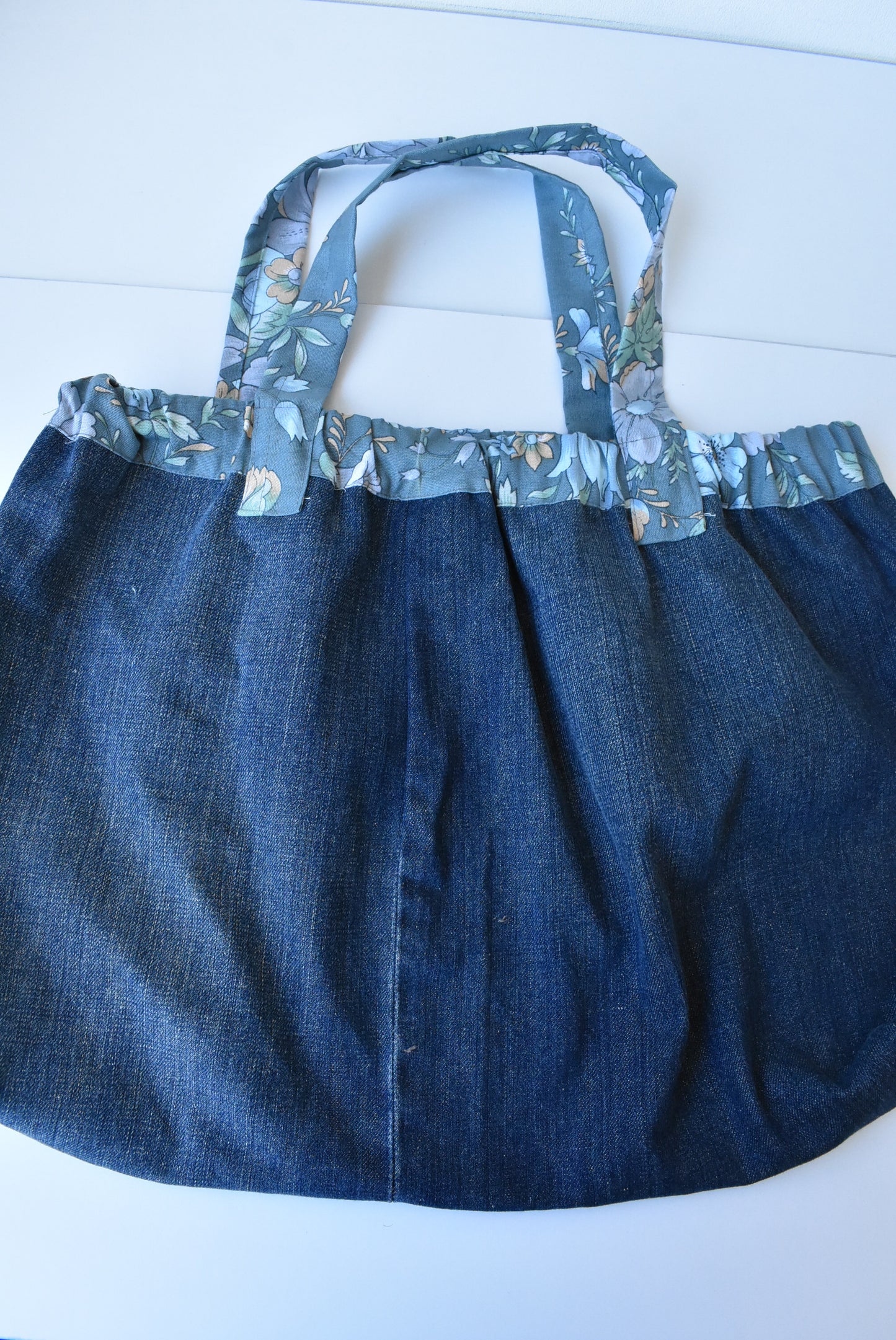 Upcycled dark denim tote bag #2