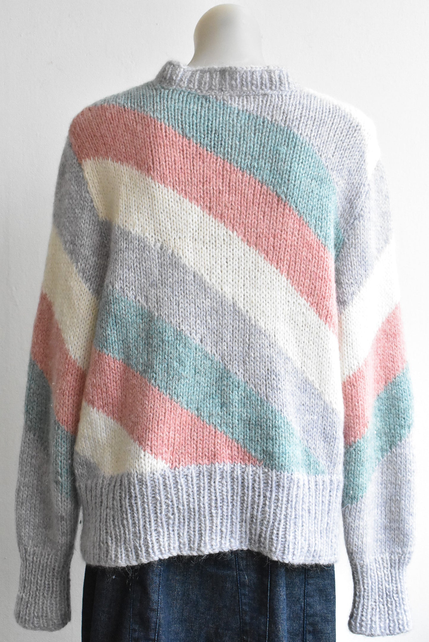 Hand knit striped jersey, M/L