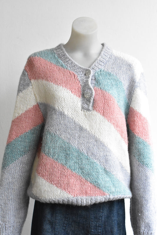 Hand knit striped jersey, M/L