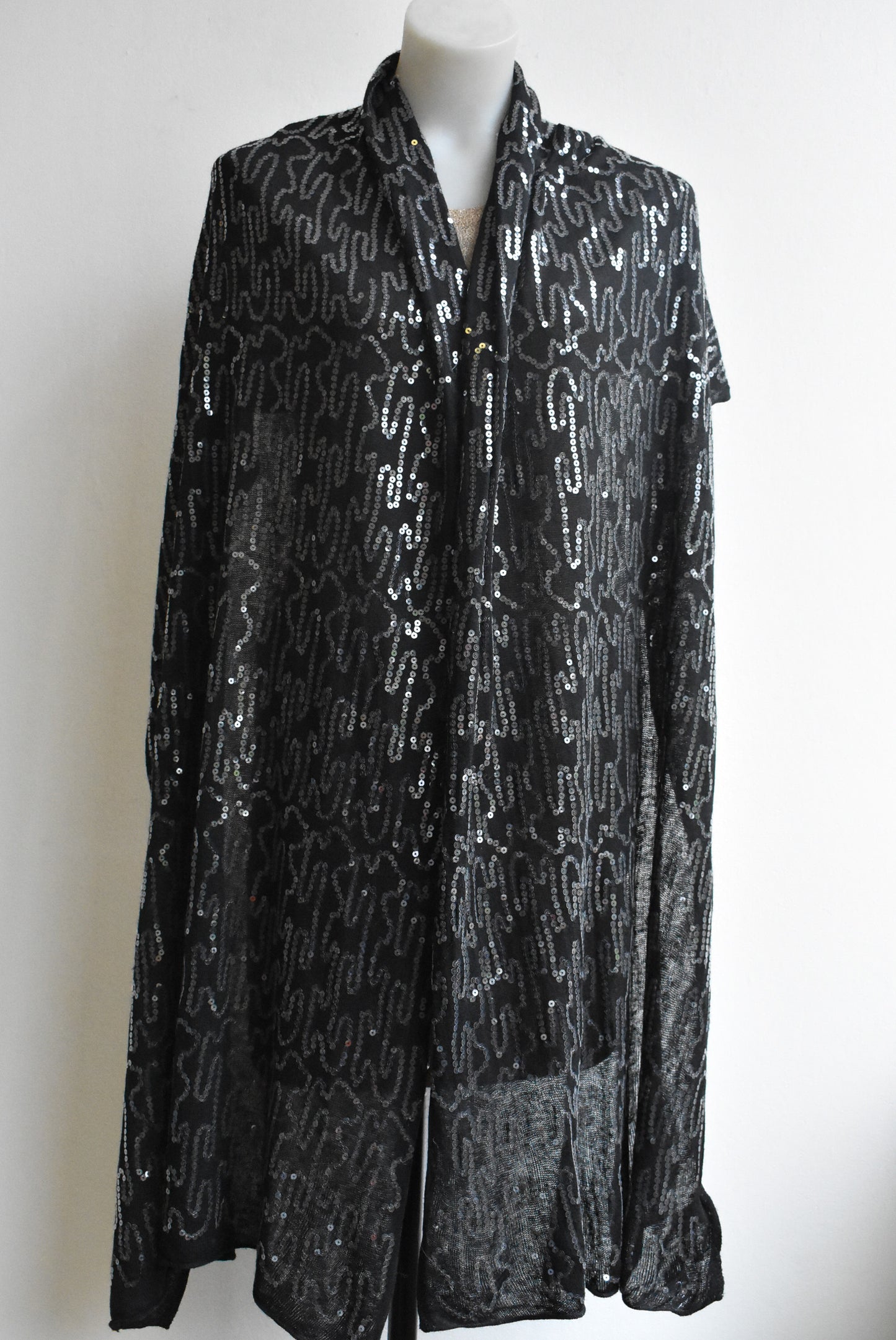 Citta Design black sequined wool blend scarf