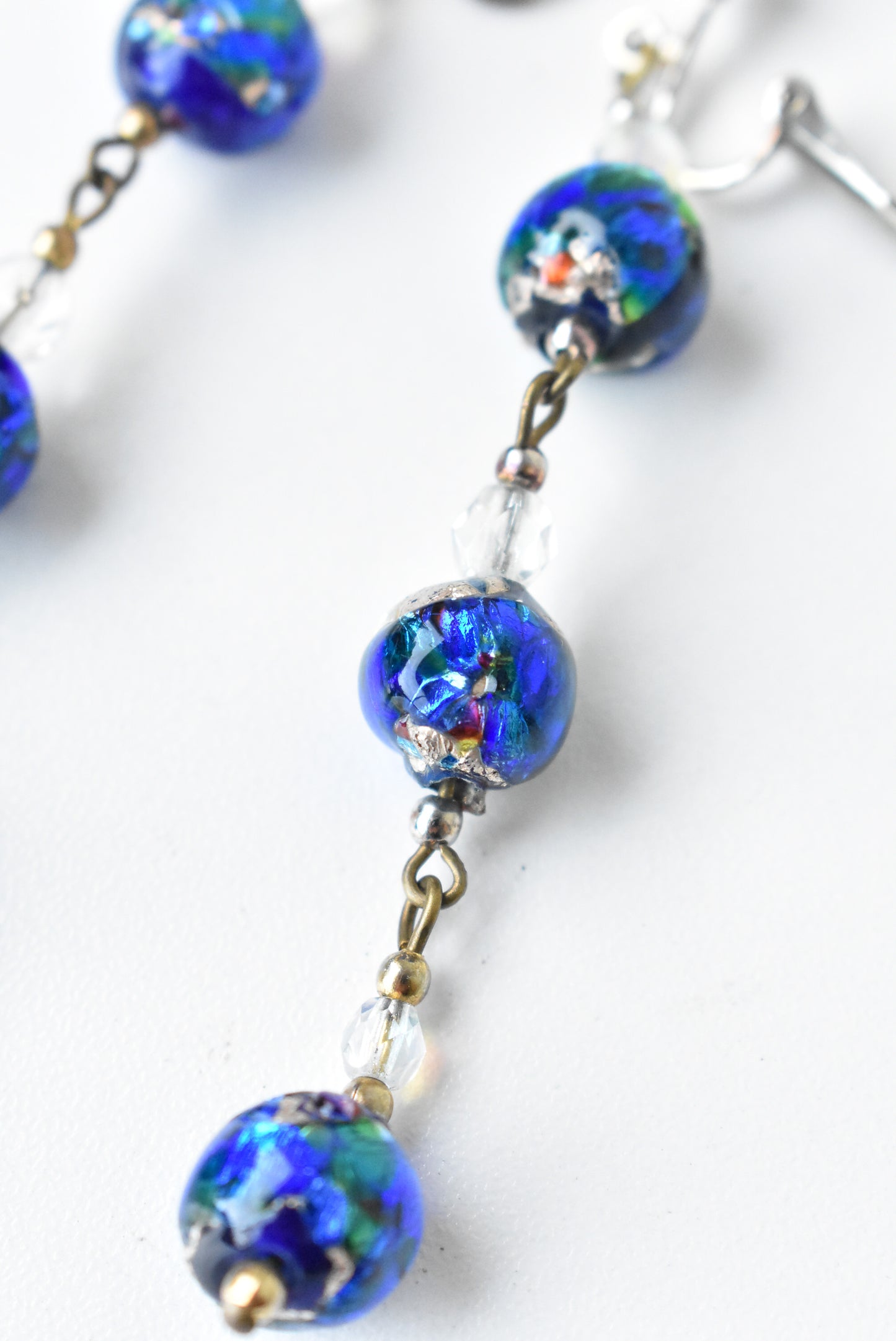 Murano glass clip on drop earrings