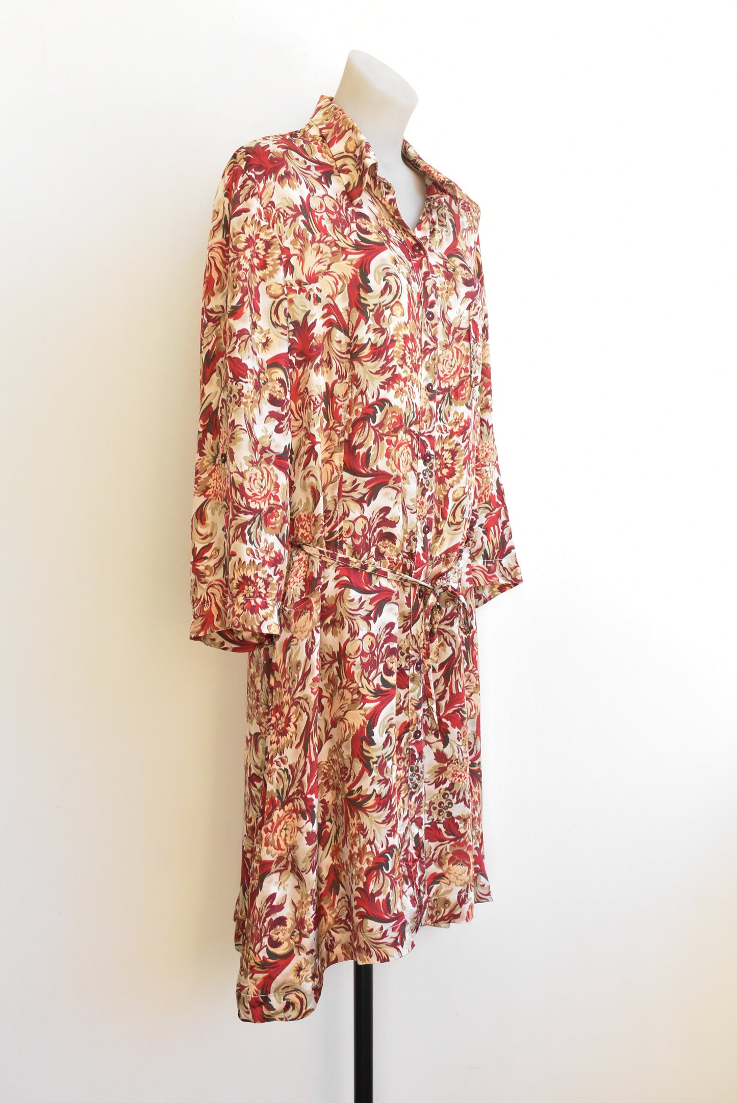 RJC red and yellow light belted button-up dress, size 16