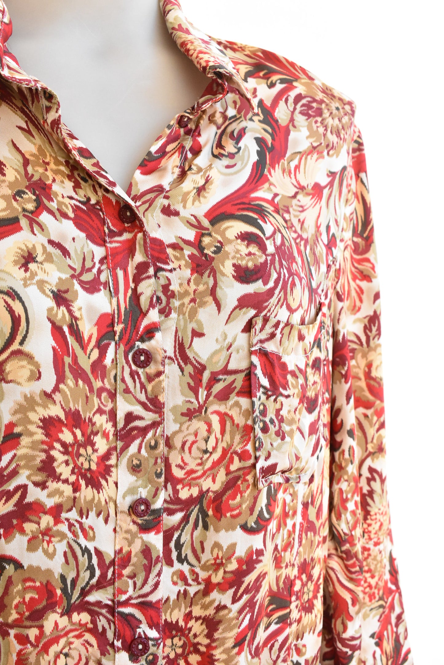 RJC red and yellow light belted button-up dress, size 16