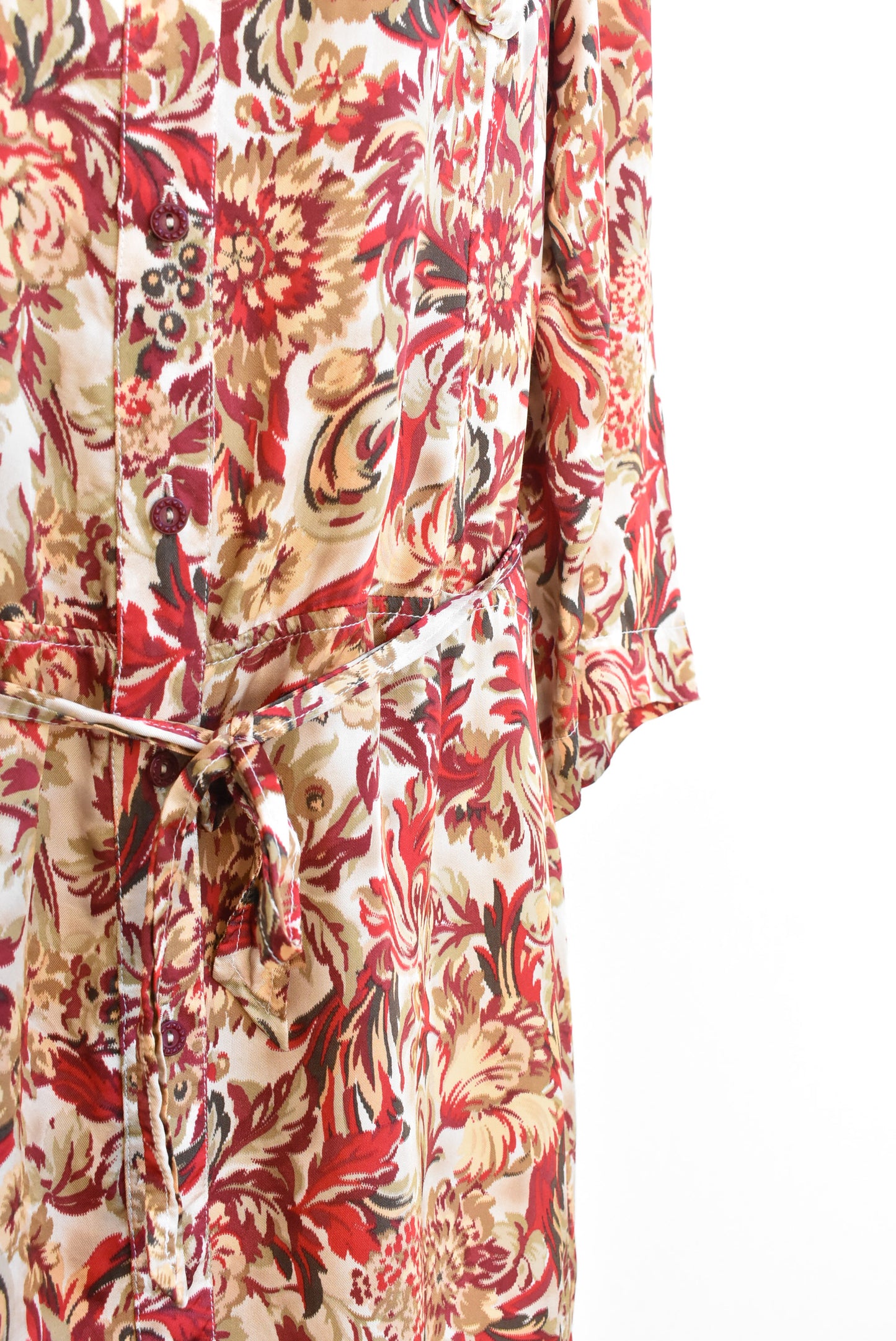 RJC red and yellow light belted button-up dress, size 16