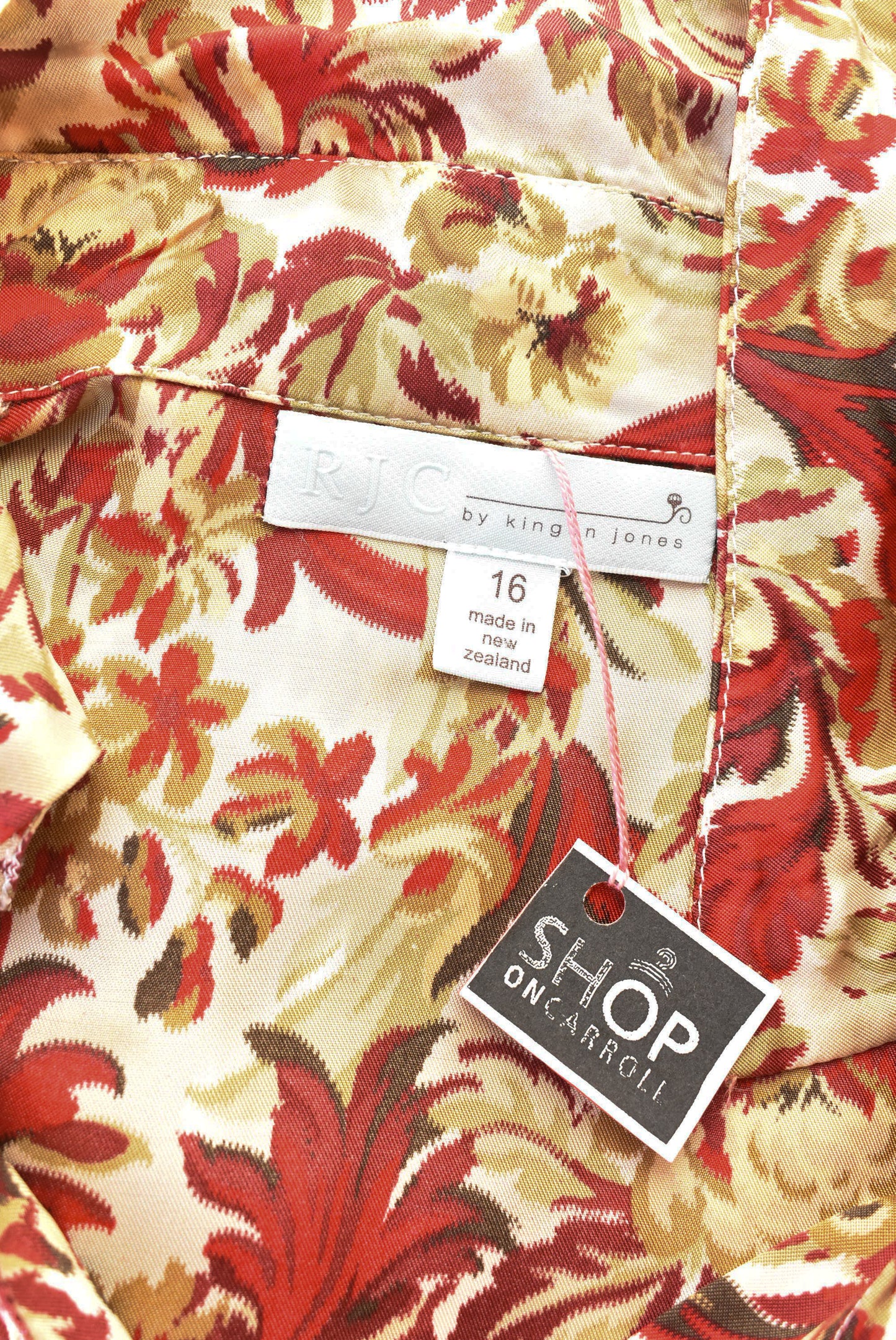 RJC red and yellow light belted button-up dress, size 16