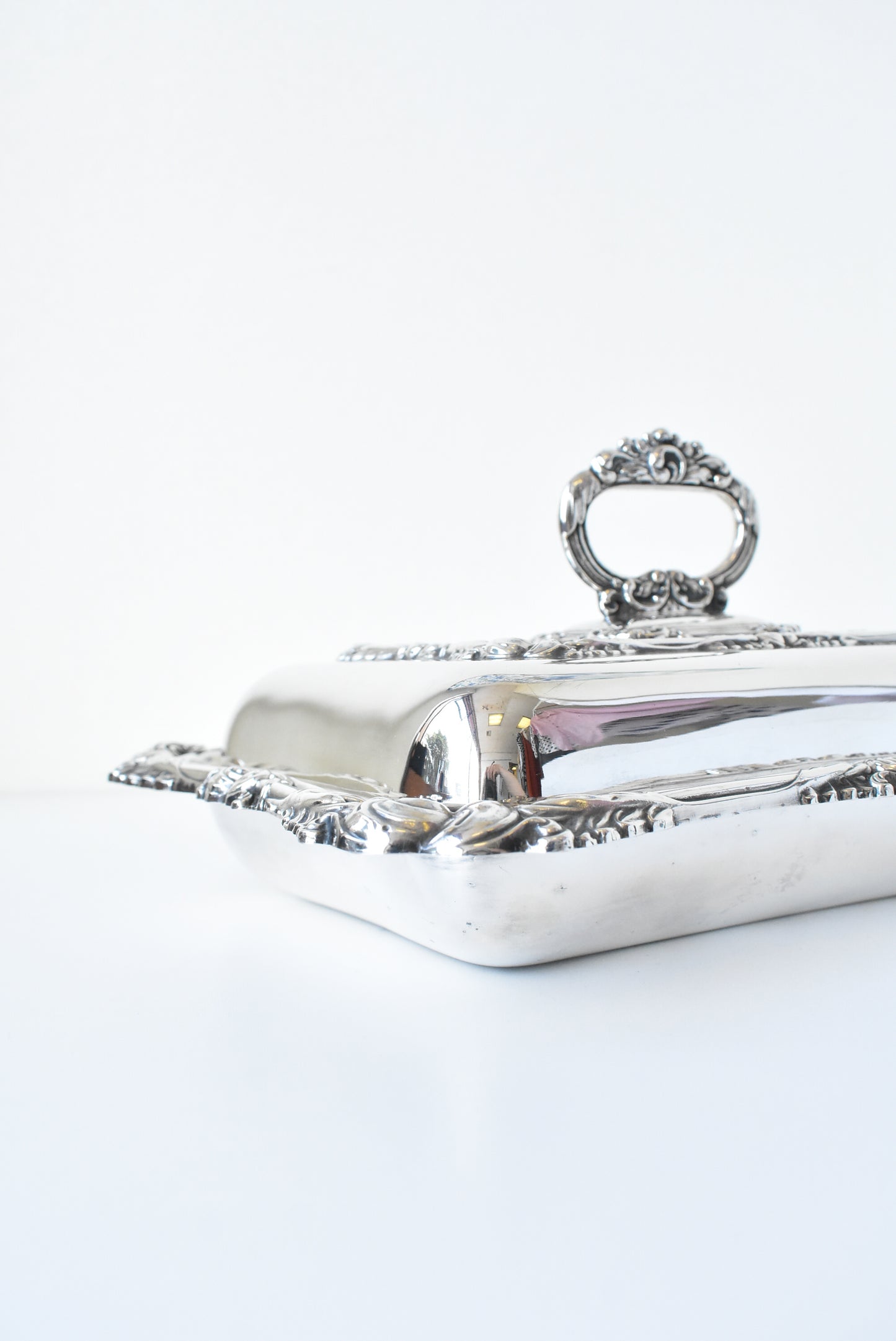 Stunning vintage silver serving dish with lid
