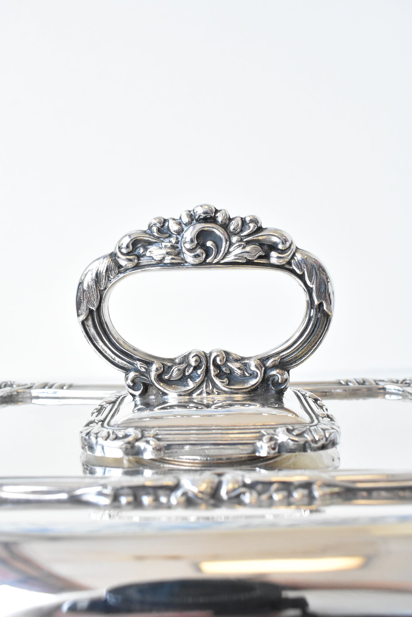 Stunning vintage silver serving dish with lid